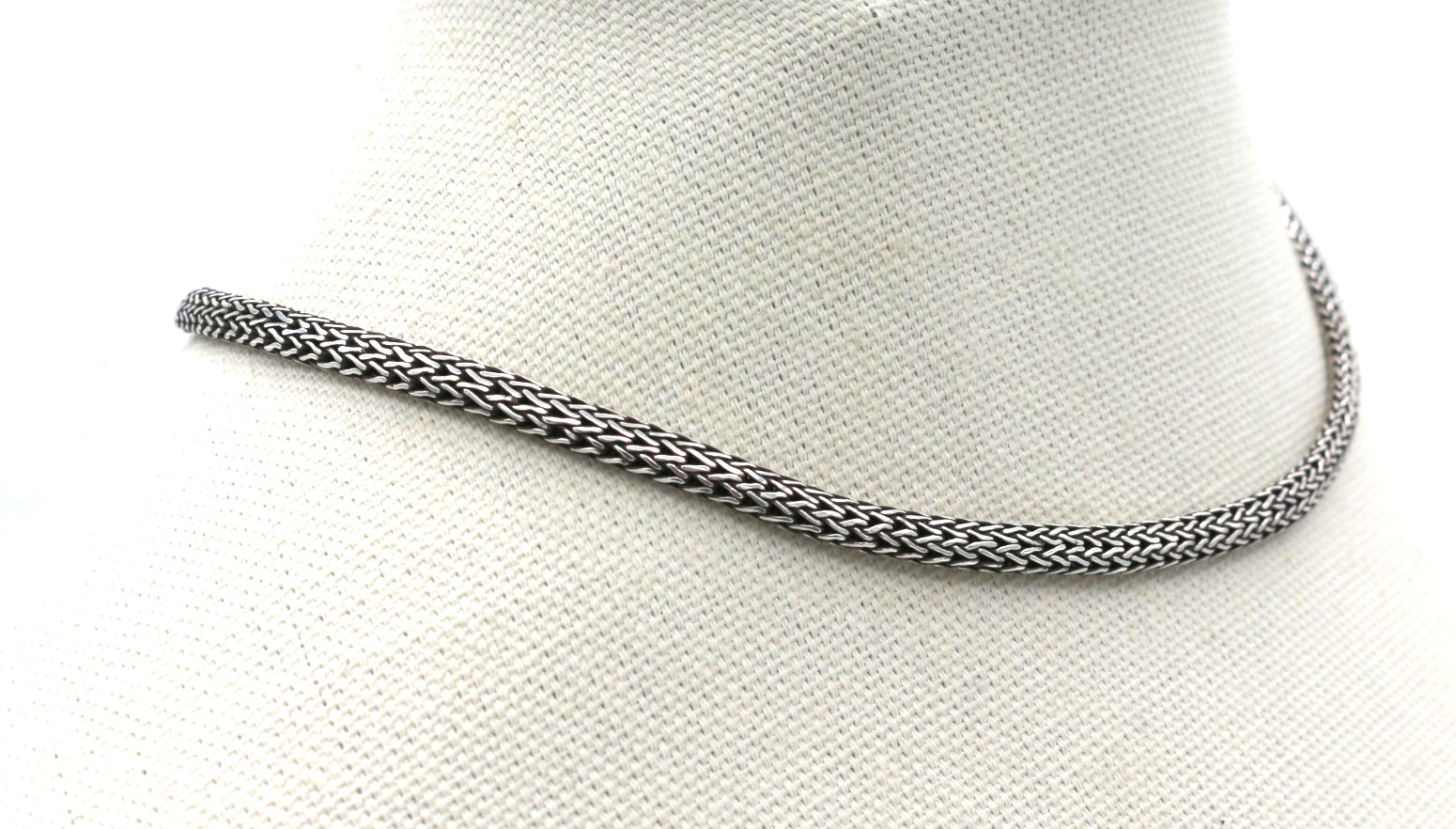 VTG John Hardy Sterling Silver 925 4.8mm Woven Spiga Wheat Chain Necklace 16”