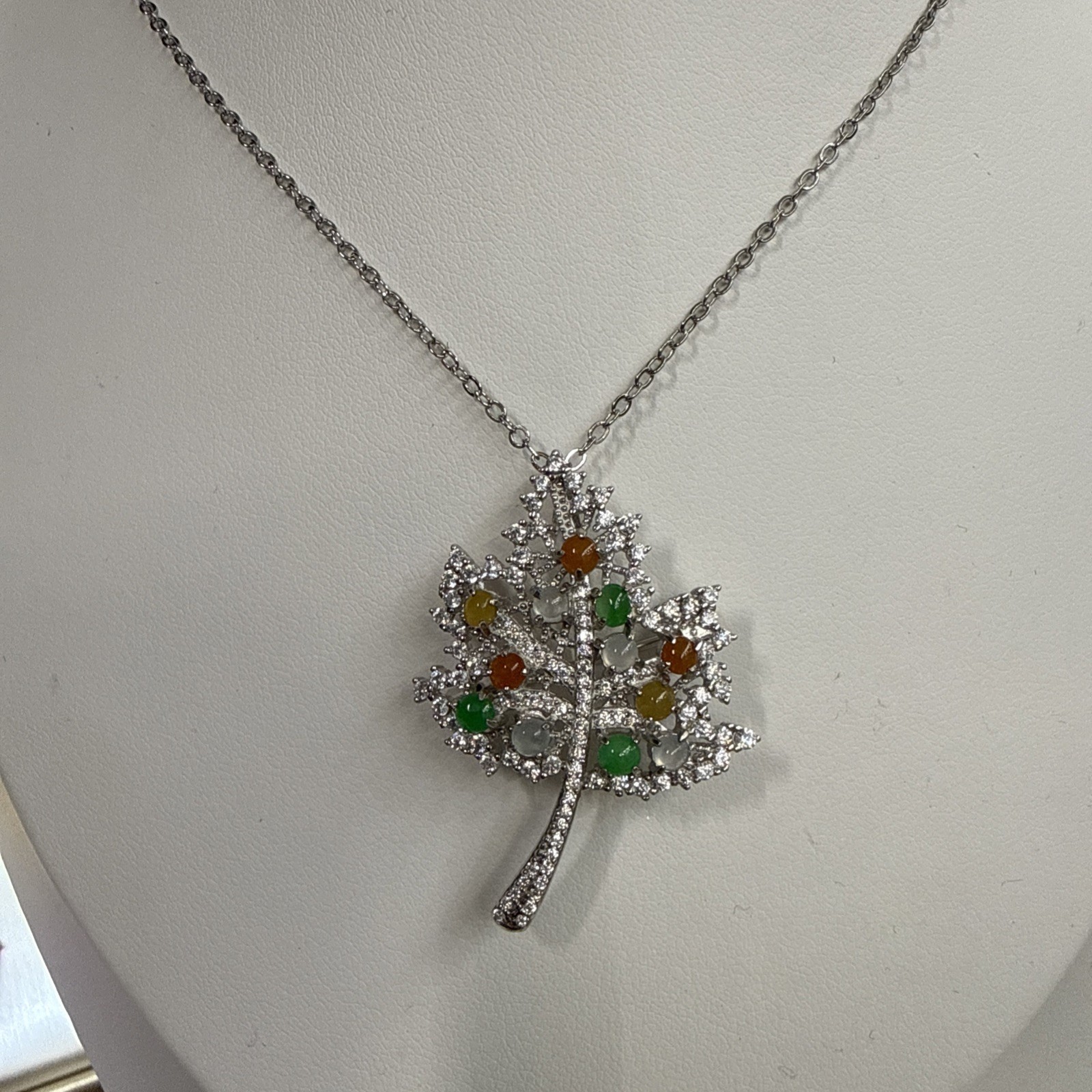 S925 Sterling Natural Jadeite Pendant And Brooch