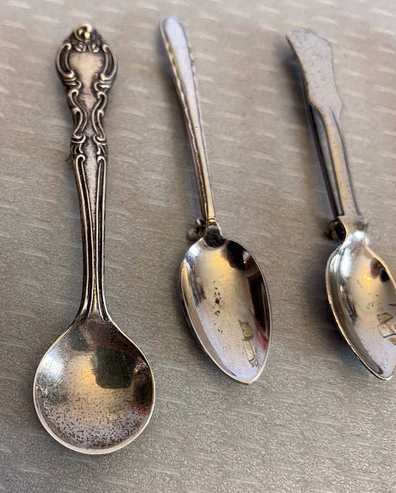 Estate Collection Sterling Silver Spoon Brooch Lot 12 Souvenir USN Yellowstone