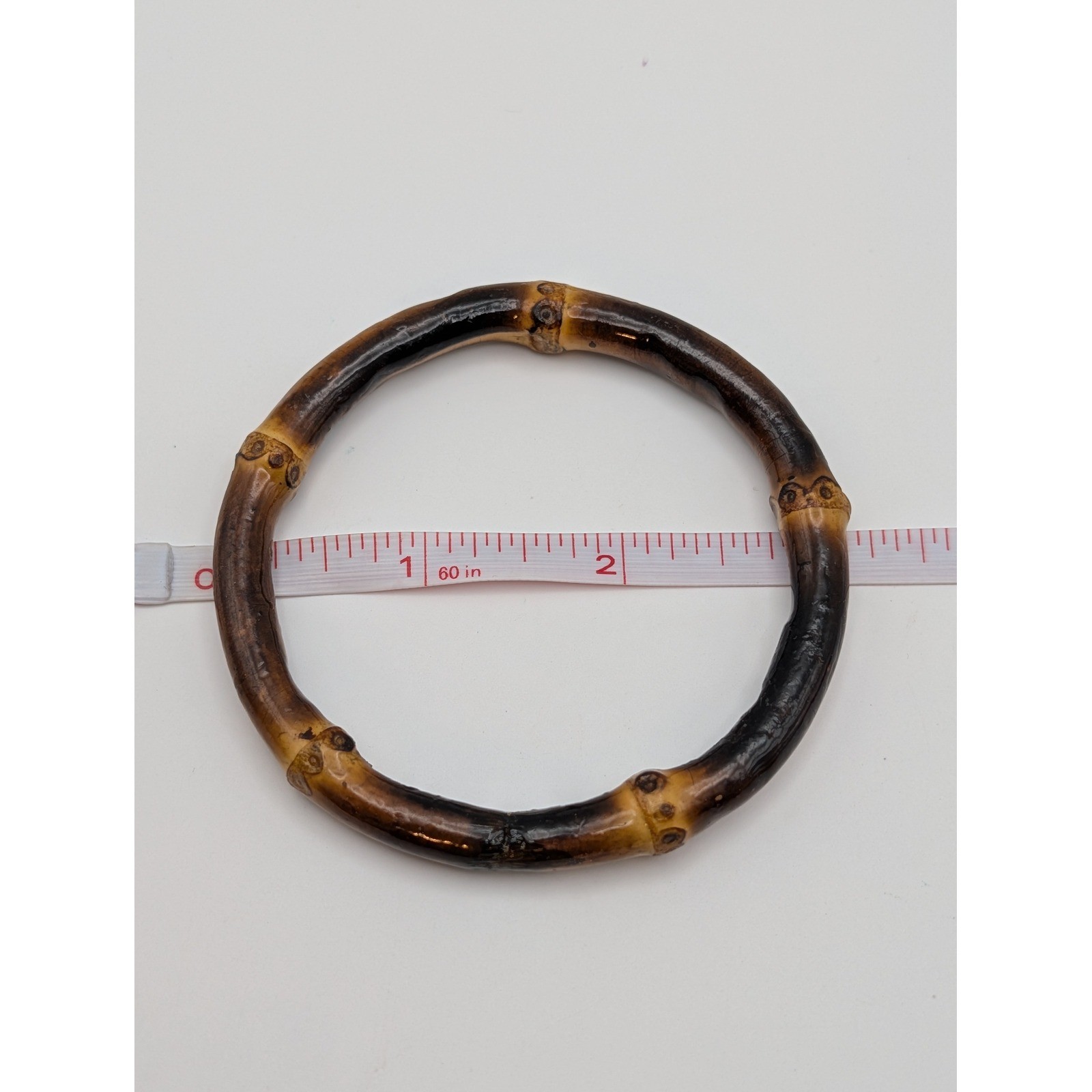 Vintage Faux Bamboo Bangle Bracelet Lot 3 Resin Acrylic Stackable Brown Beige