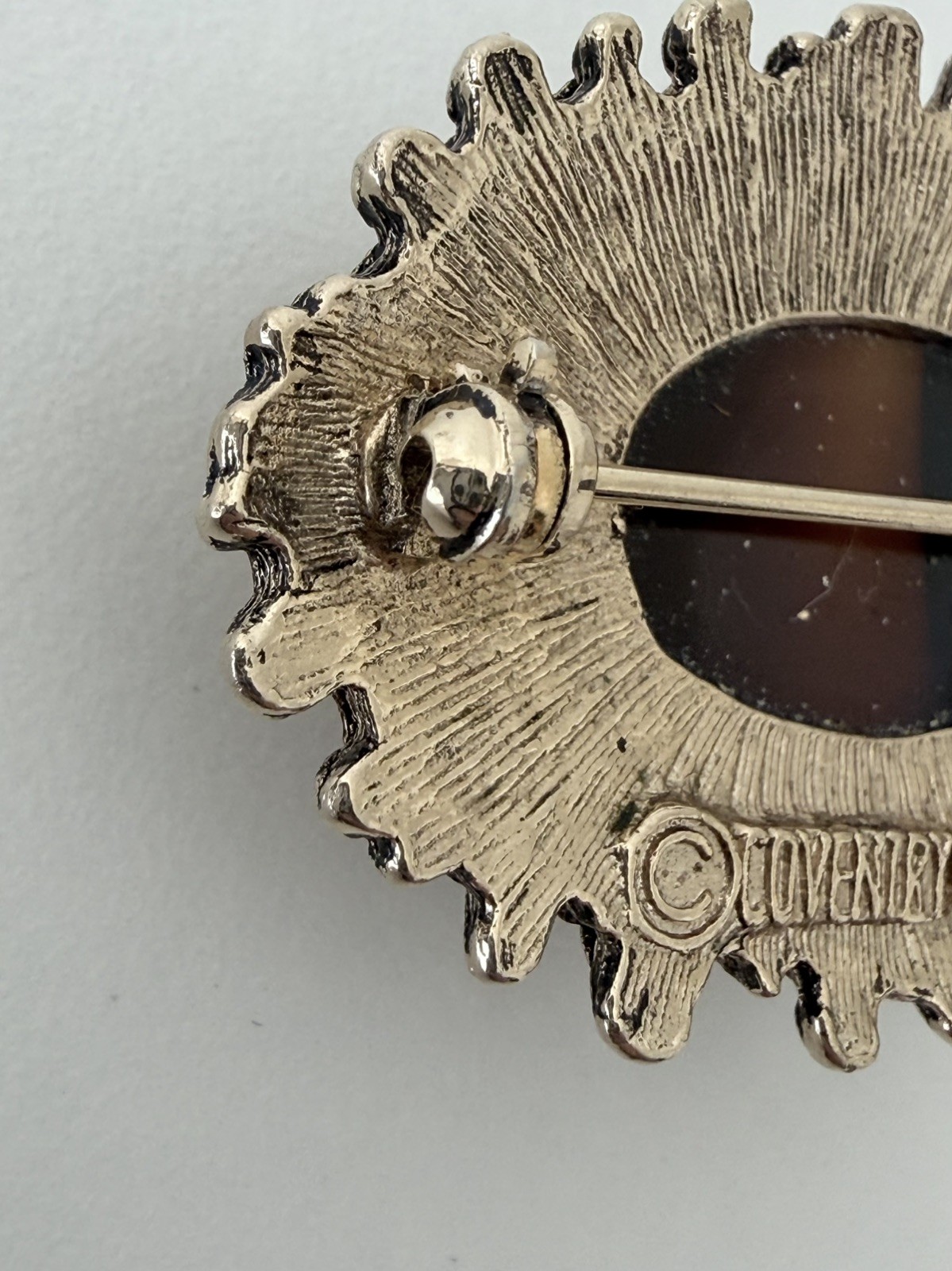 Vintage 1971 Sarah Coventry Canada “Amber Glo” Brutalist Brooch