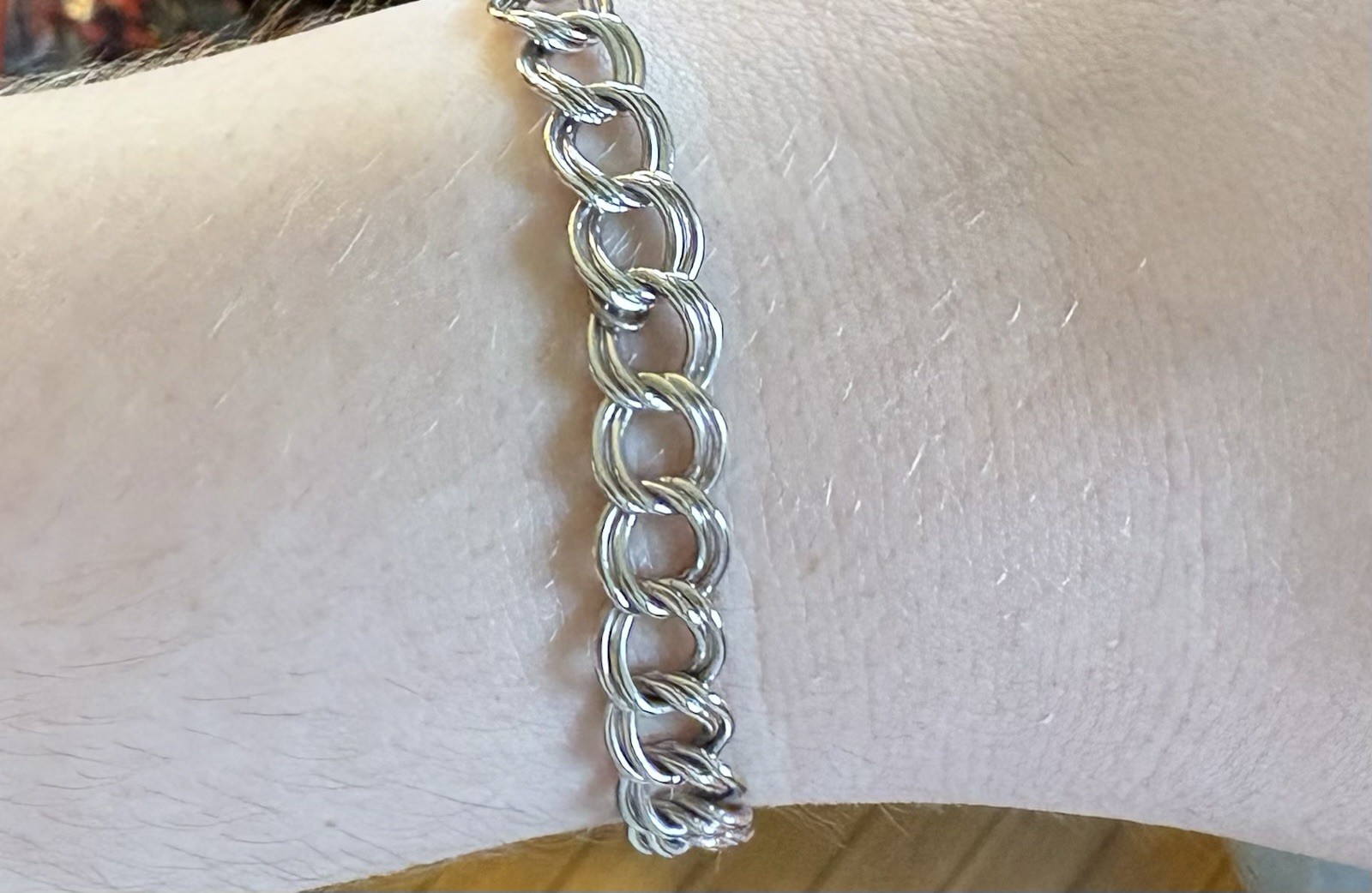VINTAGE Charm Bracelet Sterling Double Link! 10g 7.5 Inches GREAT STARTER!!