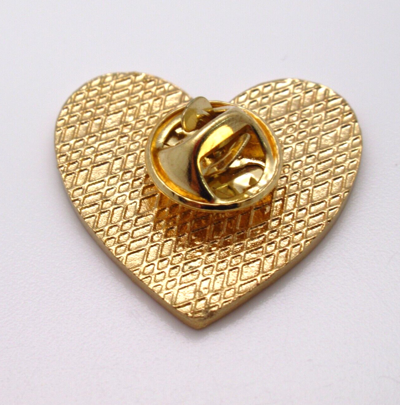 Cow Print Heart Lapel Pin Gold Tone Border Country Western Aesthetic