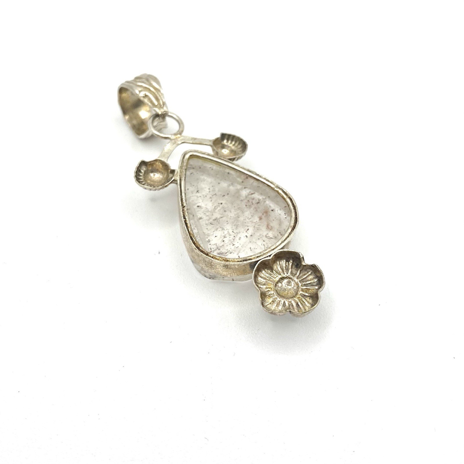 Vintage Artisan Organic Crystal Quartz Rock Stone Pendant Modernist Brutalist