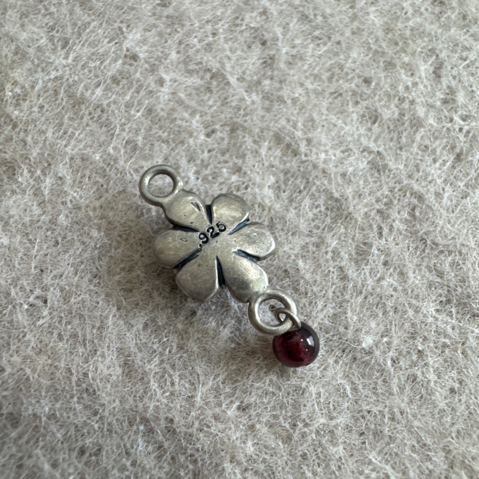 Vintage Sterling Silver Dangle Flower Bead Jewelry Pendant for Bracelet