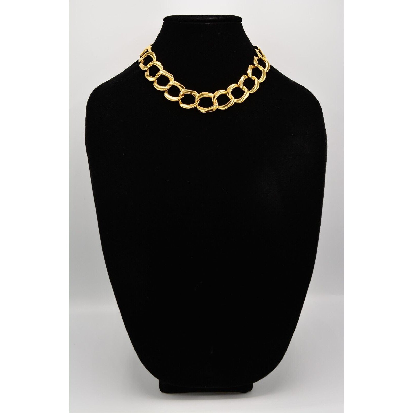 Vintage Linked Chain Gold Tone Metallic Chunky Shiny Yellow 1980s BinL