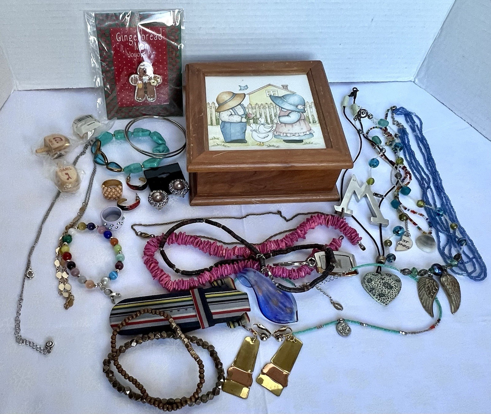 Jewelry Box With Jewelry Lot 1lb 8oz Vtg Ceramic Wood Box Jewelry & More!