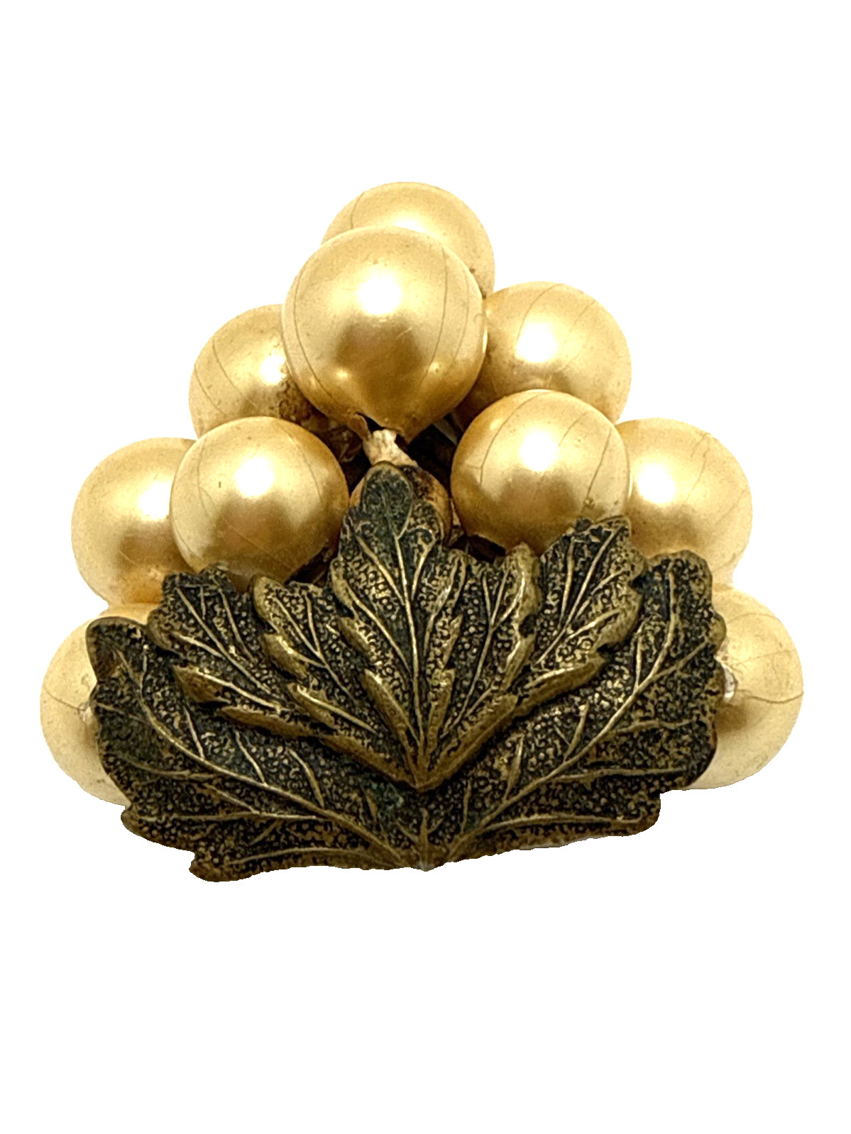 Vintage Miriam Haskell Faux Pearl Grape Cluster Dress Fur Clip Unsigned 2.5″