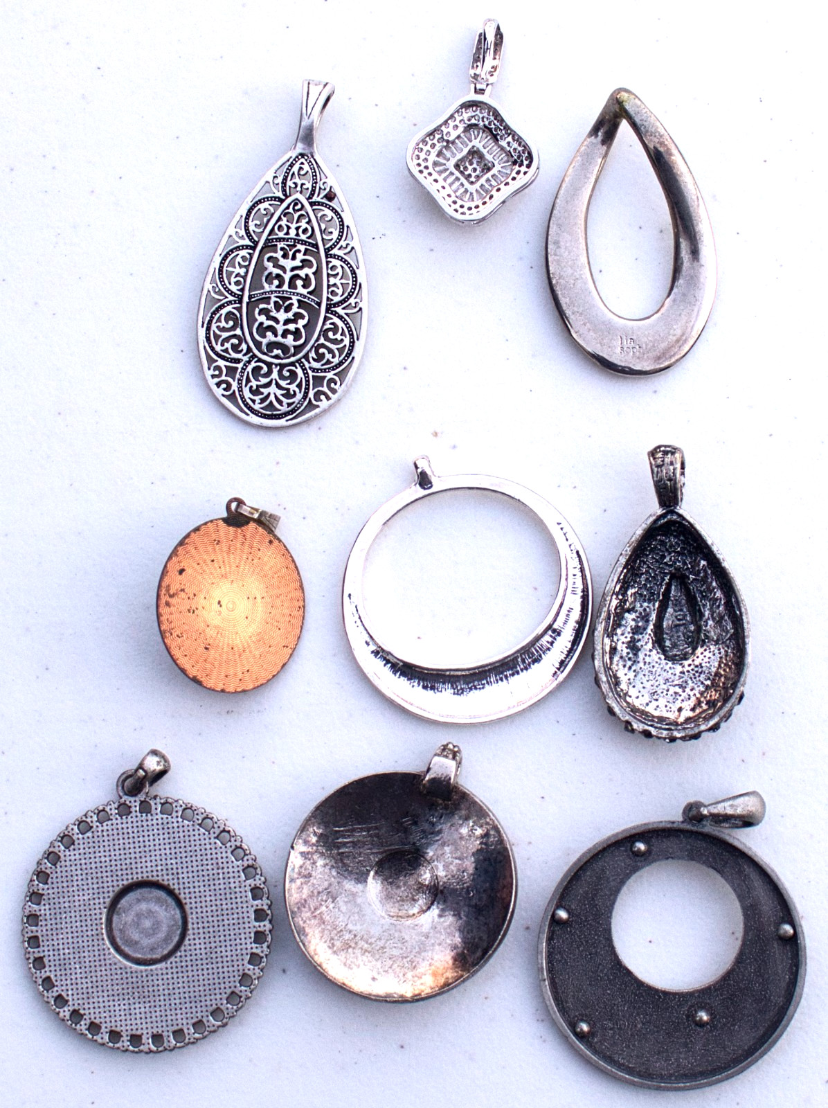 Vintage to Now Lot of 9 Pendants Mixed Materials & Sizes – no chains included