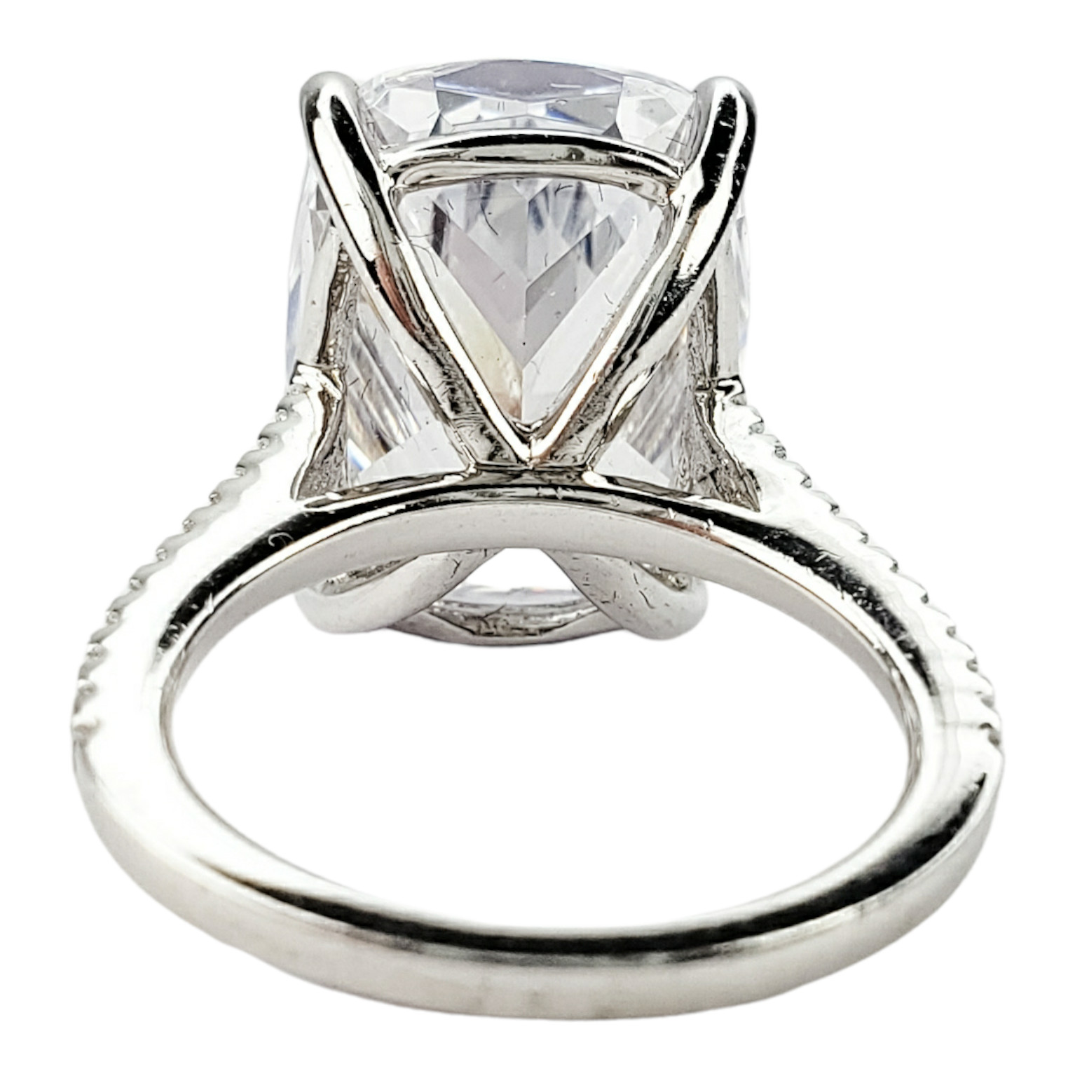 Outstanding Large Sterling Silver Clear Topaz Cocktail Ring Size 5