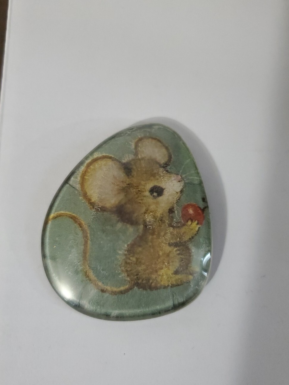 Repurposed Art Eyeglass Lens Brooch Handcrafted Mice With Ball Fun Fashion