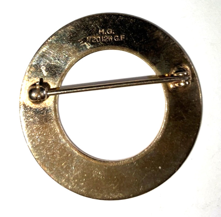 Vintage HG Henry Griffith 12K Gold Filled Minimalist Circle Brooch Pin MCM 1/20