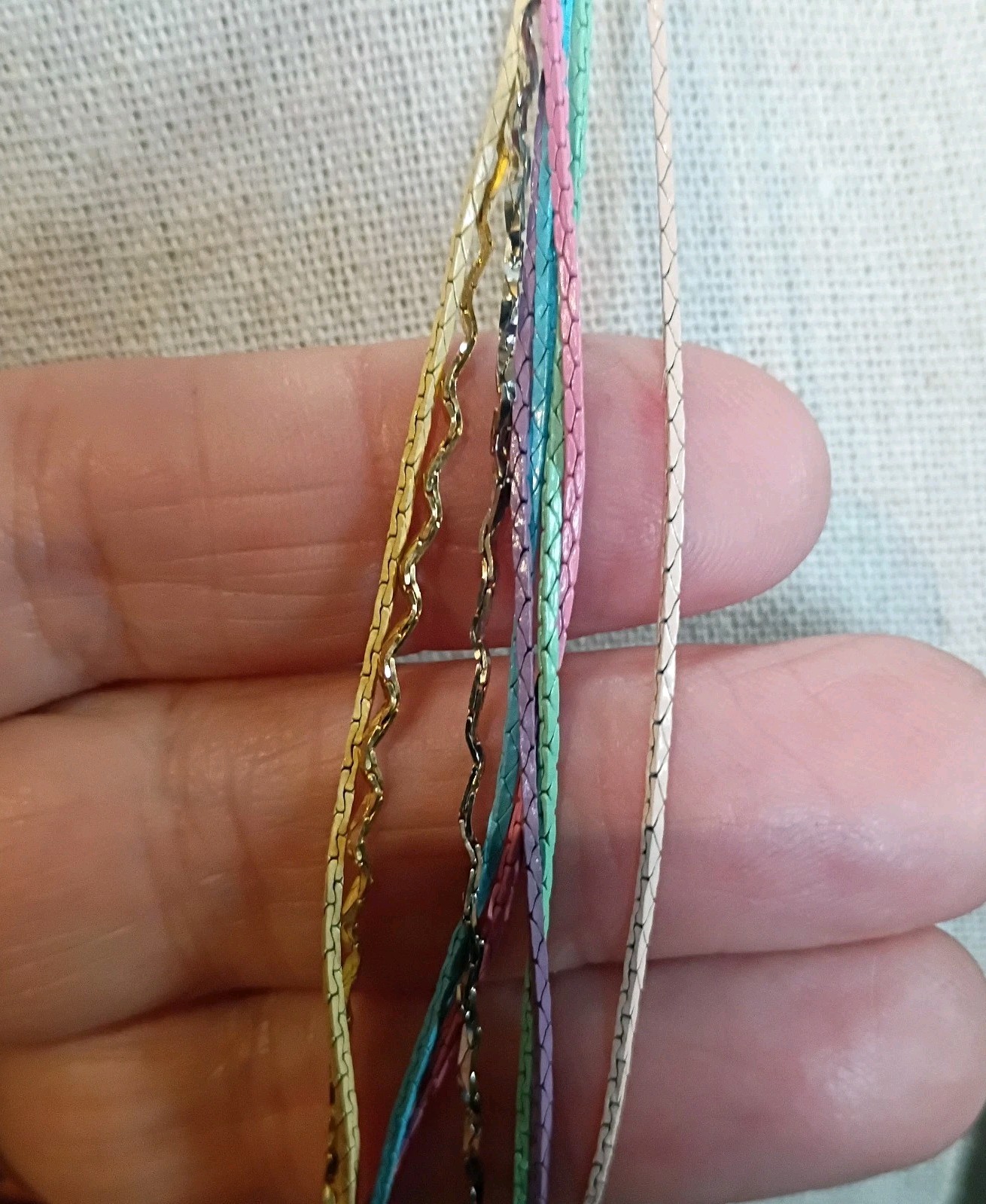Vintage Enameled Multi Color 8 Strand 18″ Necklace Pastel And Gold Tone