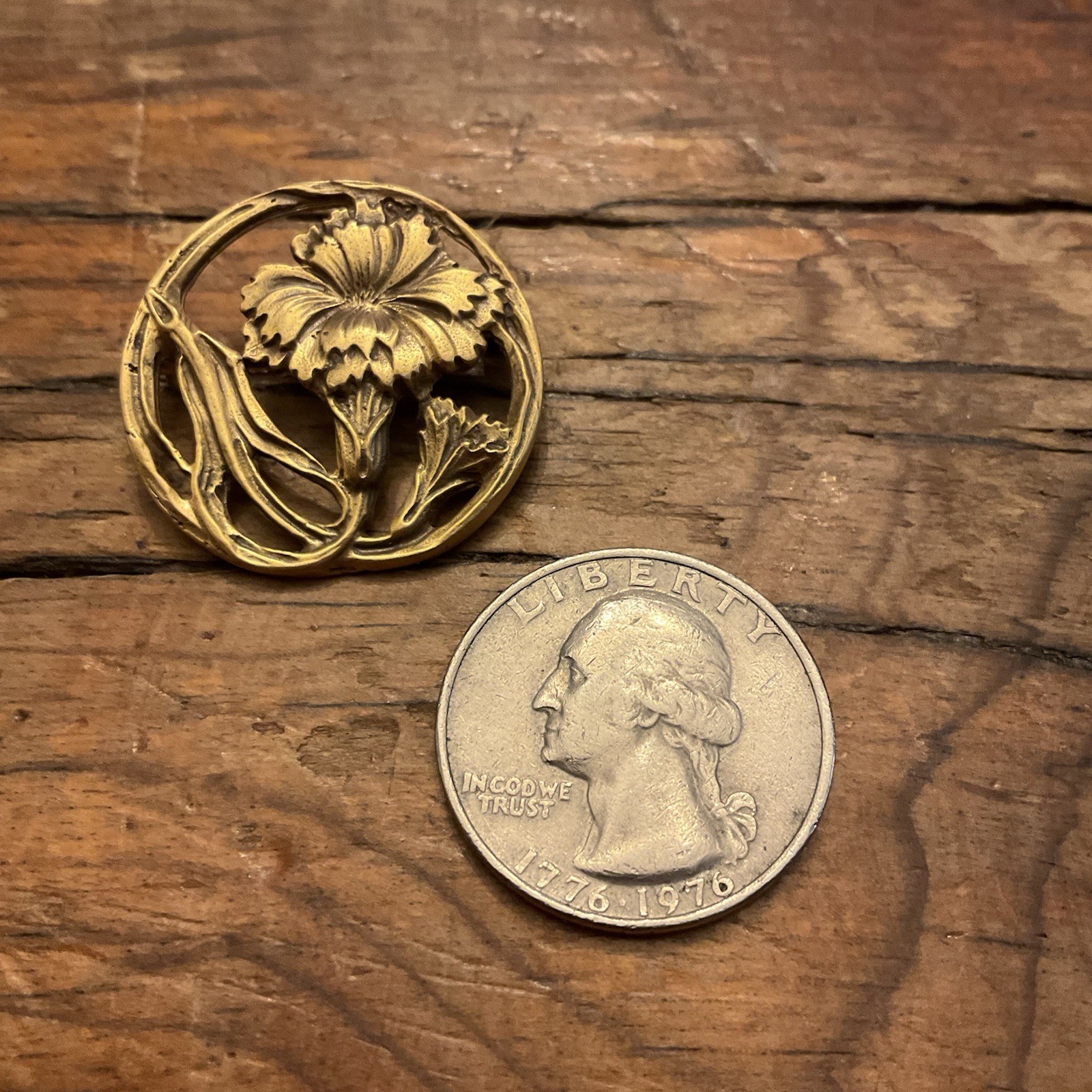 Vintage Alva Studios Floral Flower Garden Gold Tone Pin Brooch~1 1/4 Inches