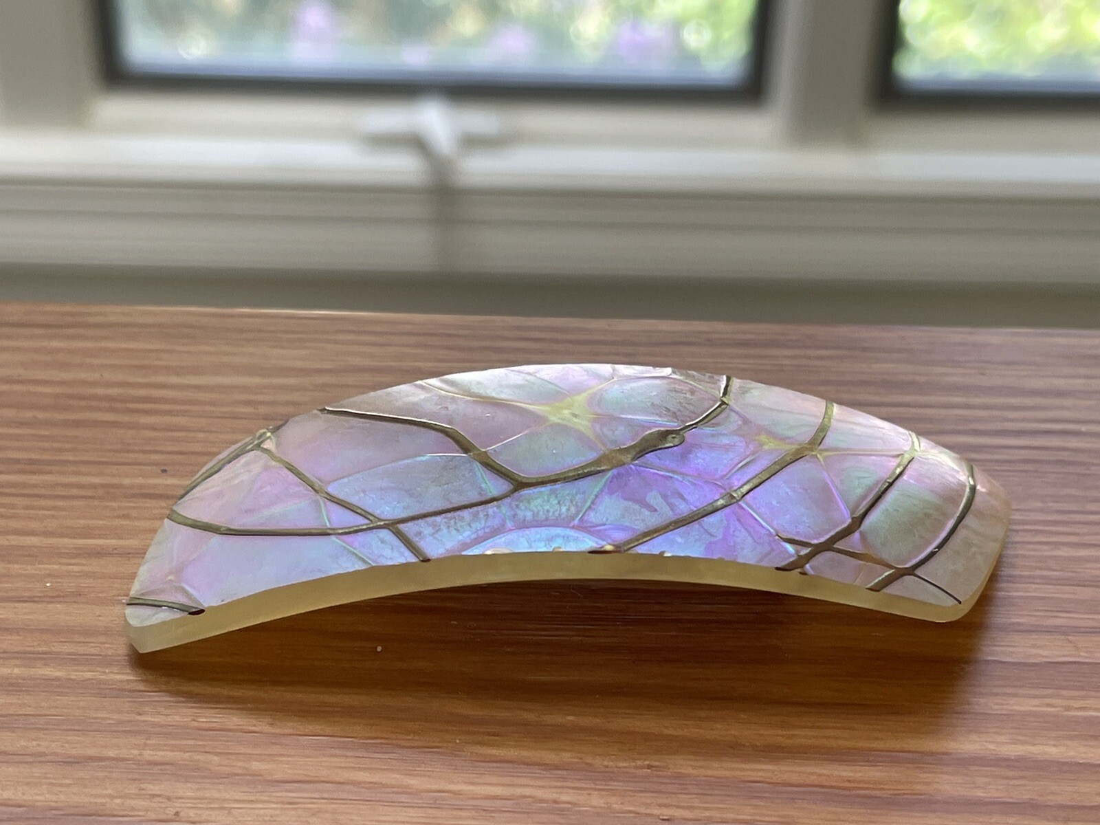 Rare Bohemian artisian glass sculptural loetz style iridescent glass Brooch