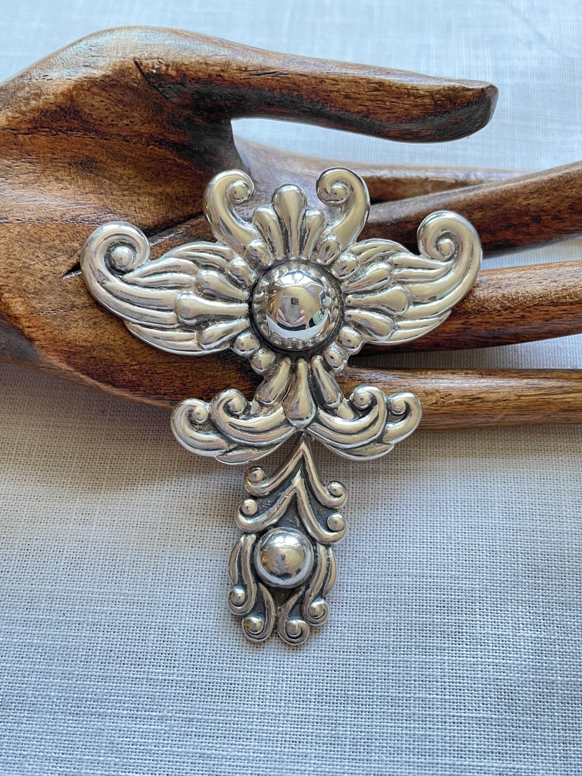 Vintage 40s Los Castillo Sterling Brooch/Pendant, Articulated #548 Taxco Mexico