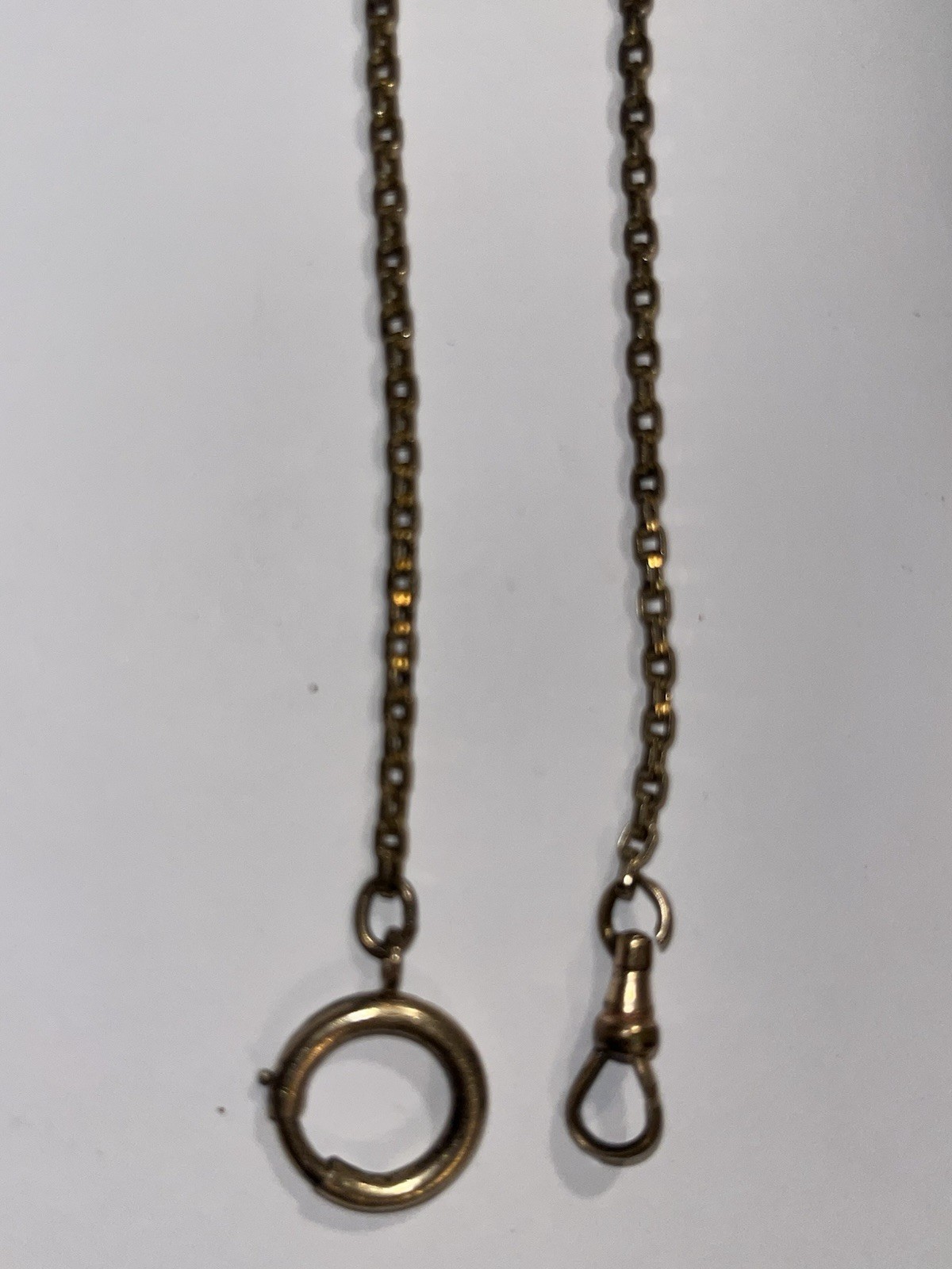 Victorian gold filled watch chain Signed Hadley Large ring