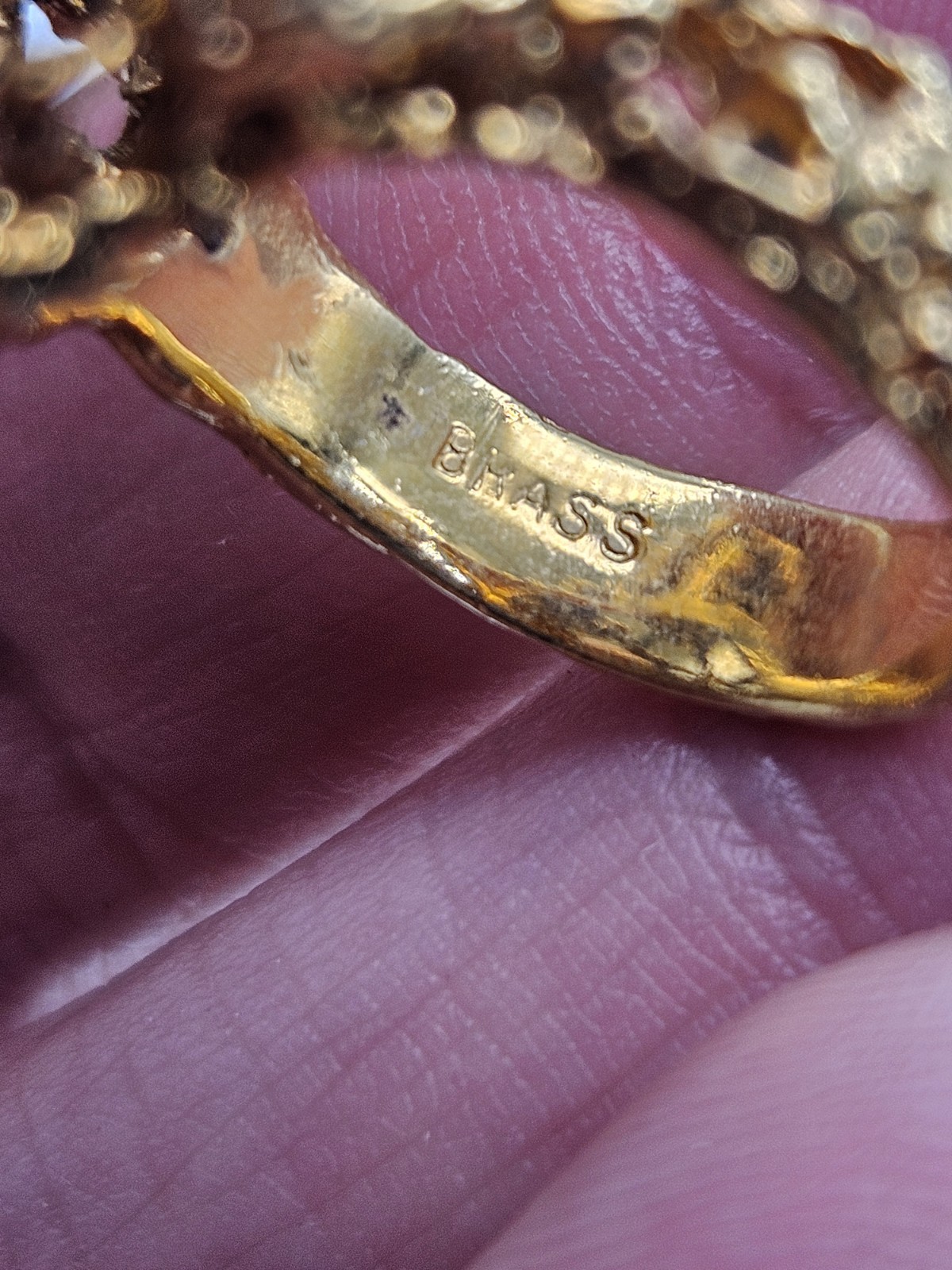 Vintage Modernist Brutalist Gold Tone Finish Over Brass Chunky Ring Size 6
