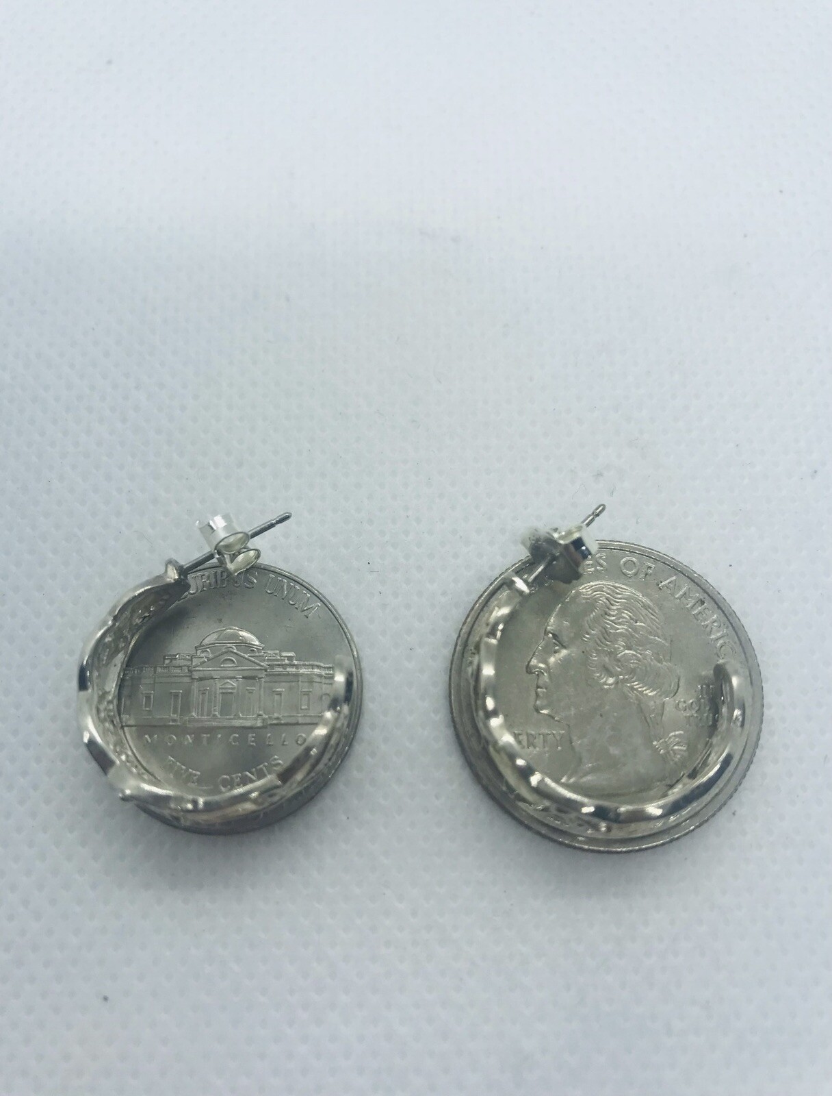 Vintage 9Karat Yellow & Rose Gold Silver Leaf Half Hoop Push Back Earrings