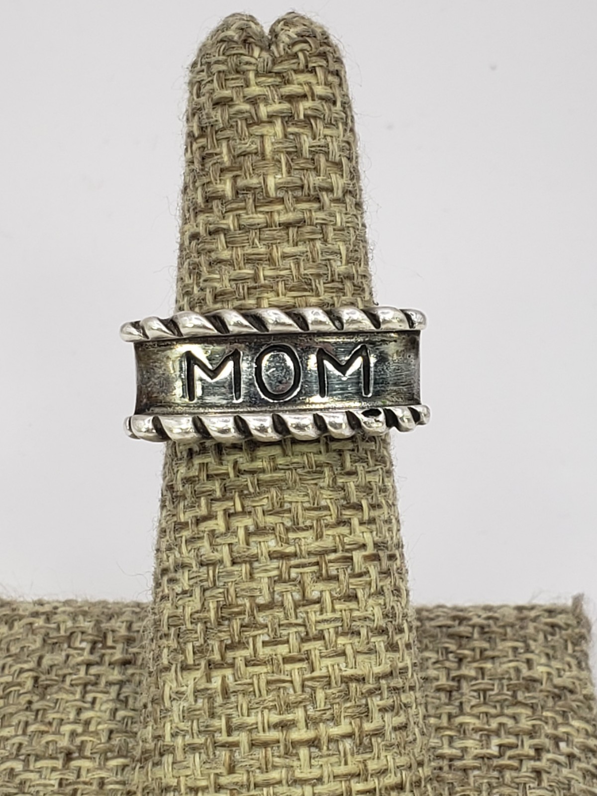 Vintage DLM Dian Malouf Sterling Silver Sailor Tattoo Style MOM Ring Size 5.75
