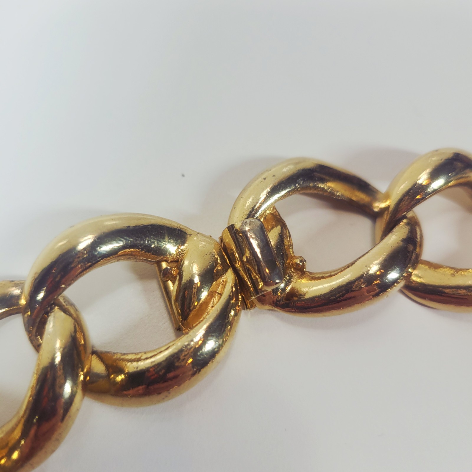 Vintage 80s Gay Boyer Signed Twisted Curb Link Collar Necklace Heavy Statement