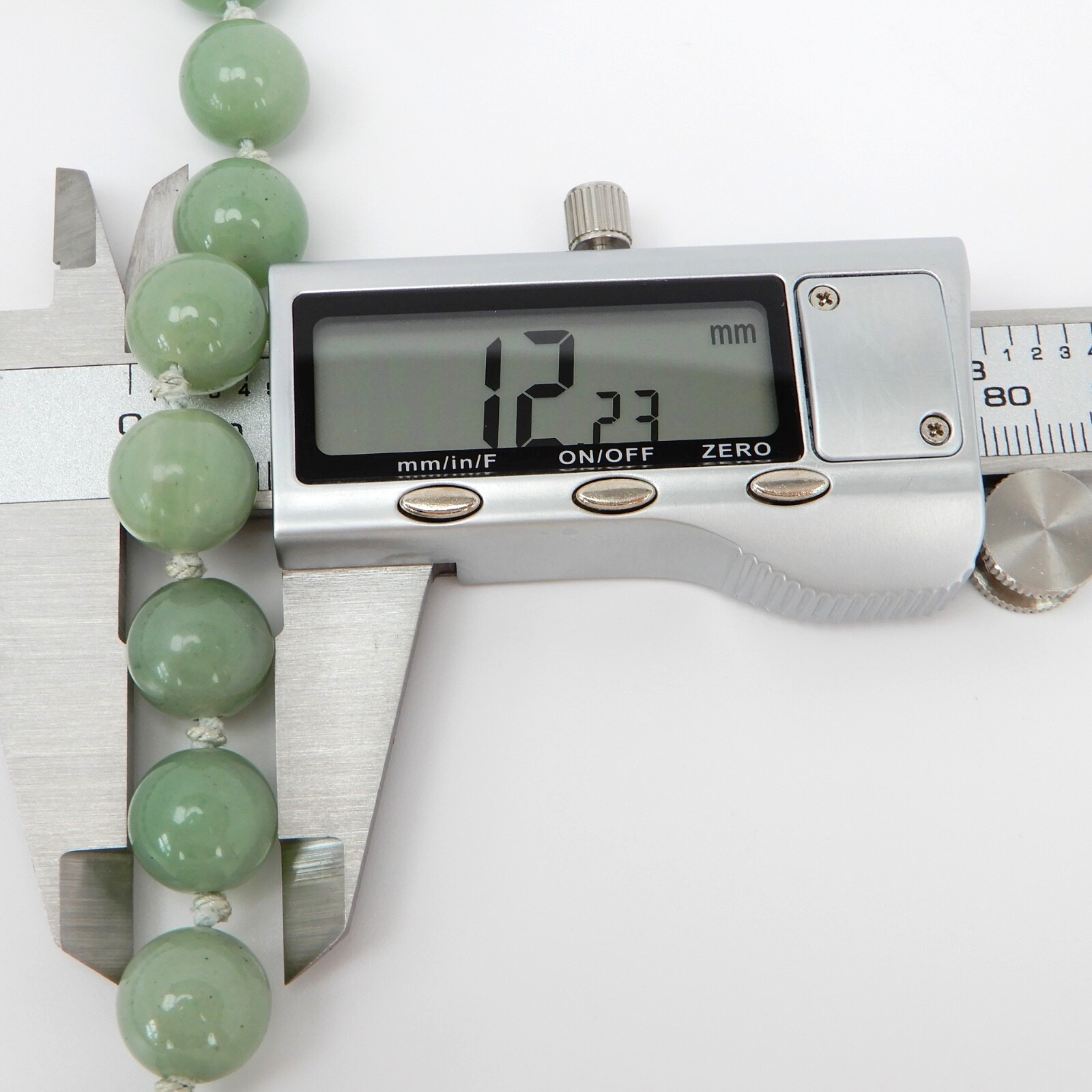 Vtg Green Jade Knotted 12mm Bead Necklace 24” .925 Silver Filigree Clasp 115 gr