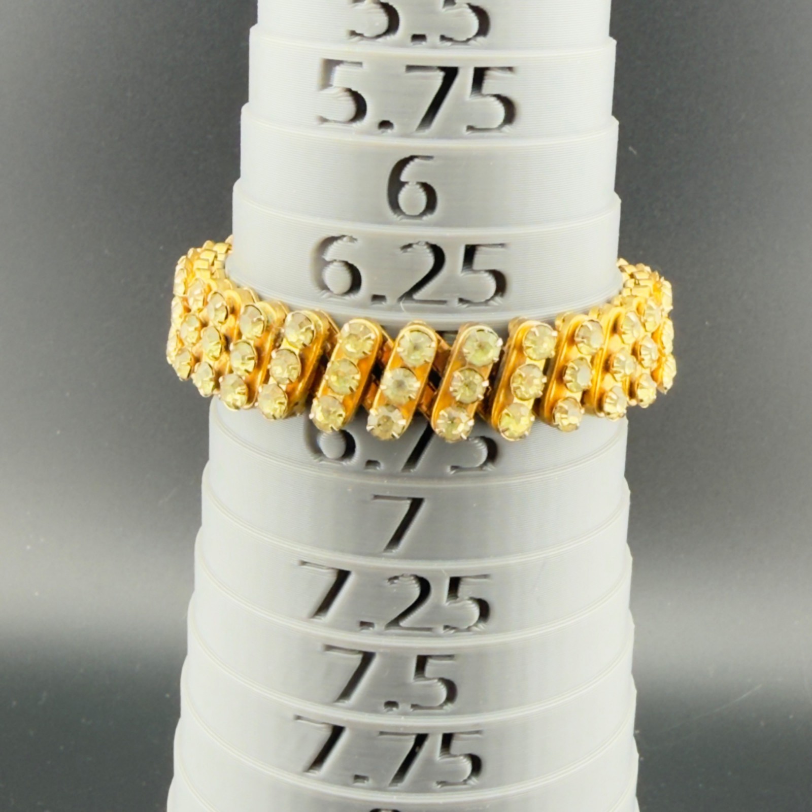 Vintage Rhinestone Expansion Bracelets Set of 2 Stretch Silver/Gold Tone 3 Row