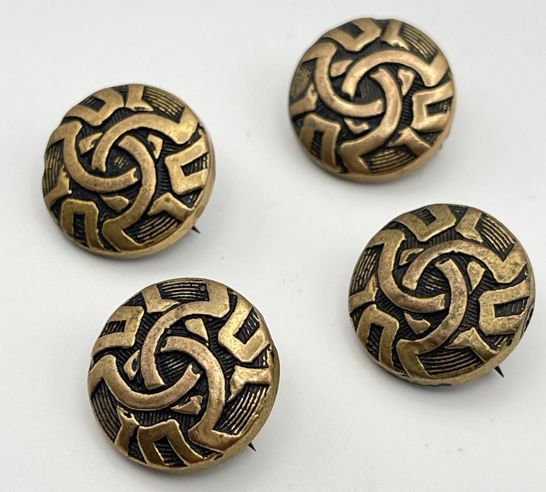Antique Lot of 4 Gold Tone Celtic Knot Pin Back Brooch Pins Scottish Irish