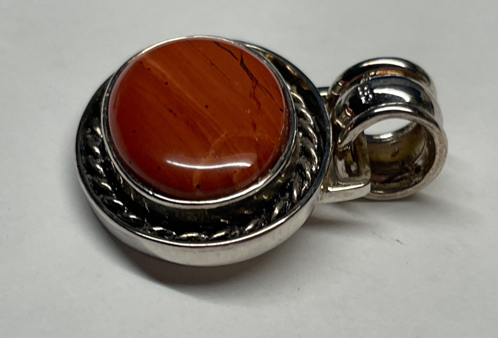 Vintage Large DBJ 925 Sterling Silver Red Rasper Pendant 20g Signed