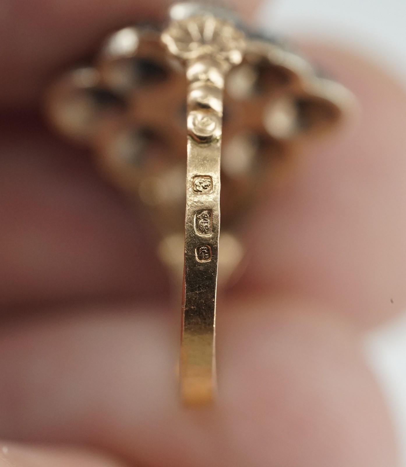 1793 Georgian Rose-Cut Diamond Cluster Ring, 18K Gold & Silver, London Hallmarks
