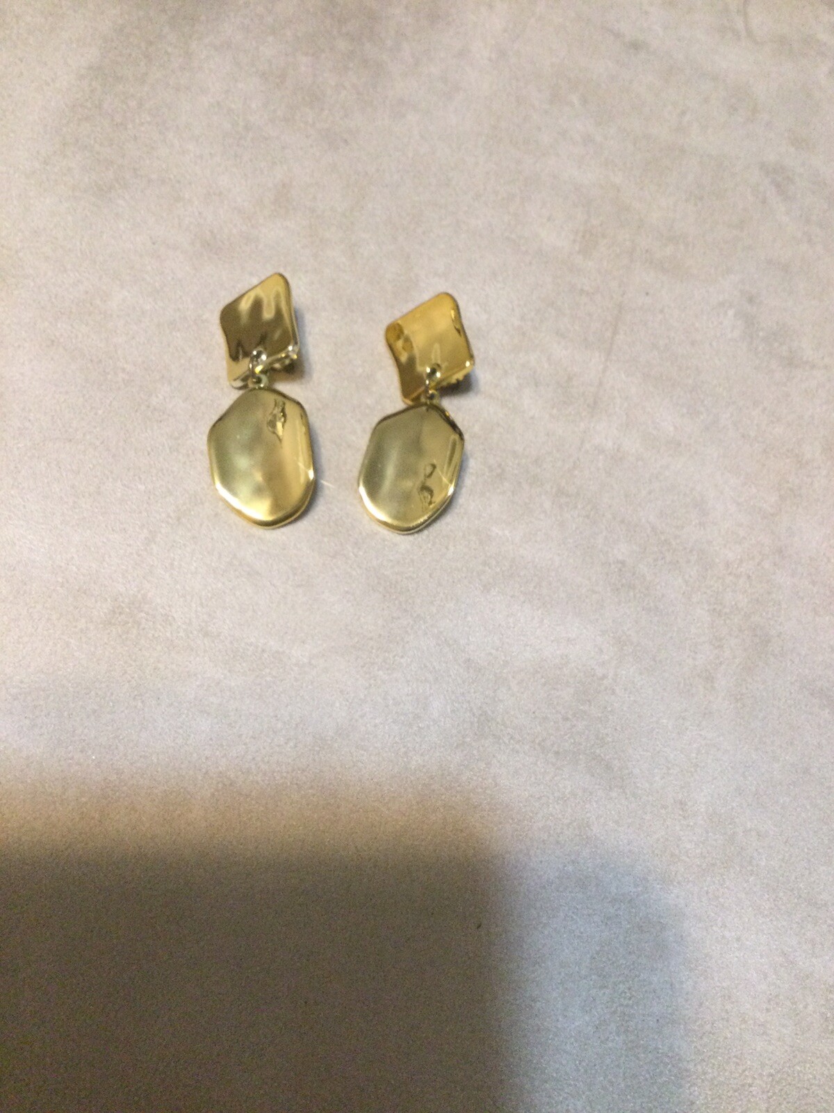 Clip Square Oval Dangle Gold Tone Earrings Very Light Weight
