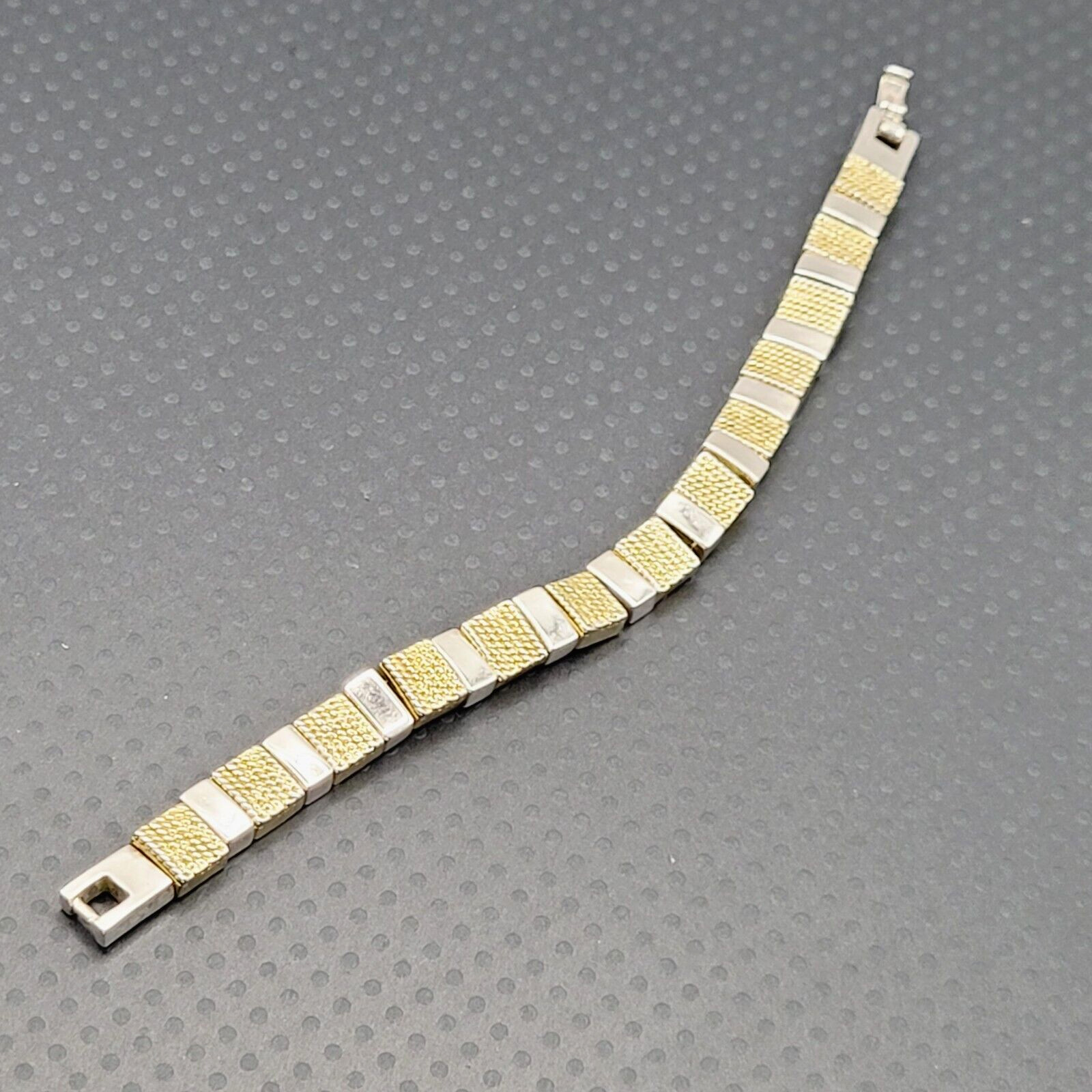Napier Vintage Textured Gold & Polished Silver Tone Link Bracelet 7.25 In Signed