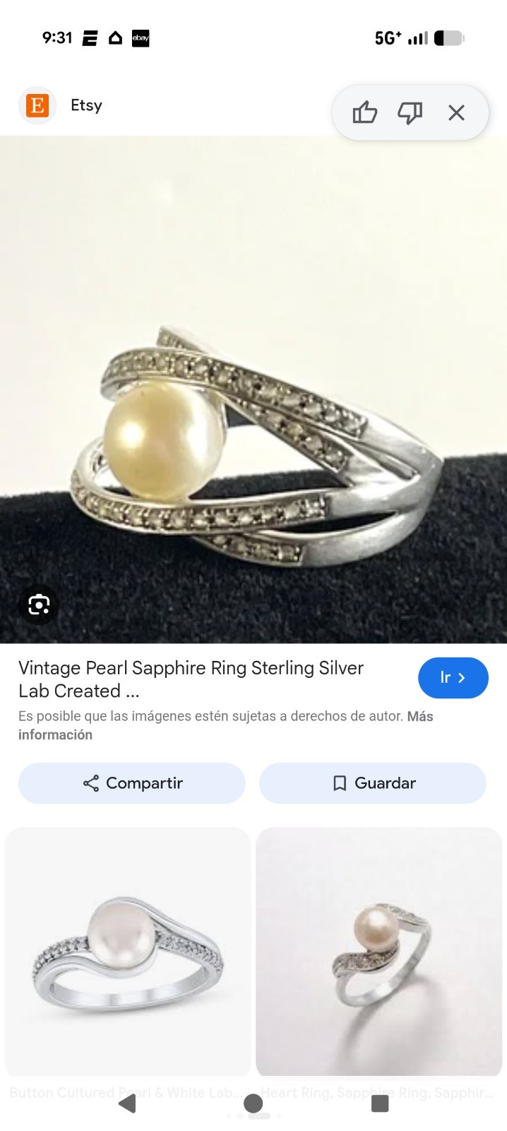 Sterling Silver Pearl CZ Infinity band wrap Ring size 6.25
