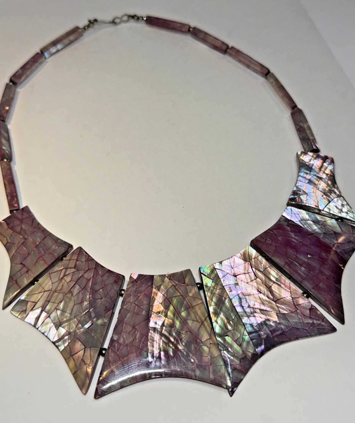 vtg Diana Marco Pink Dragon Scale Choker 18″ bib Necklace