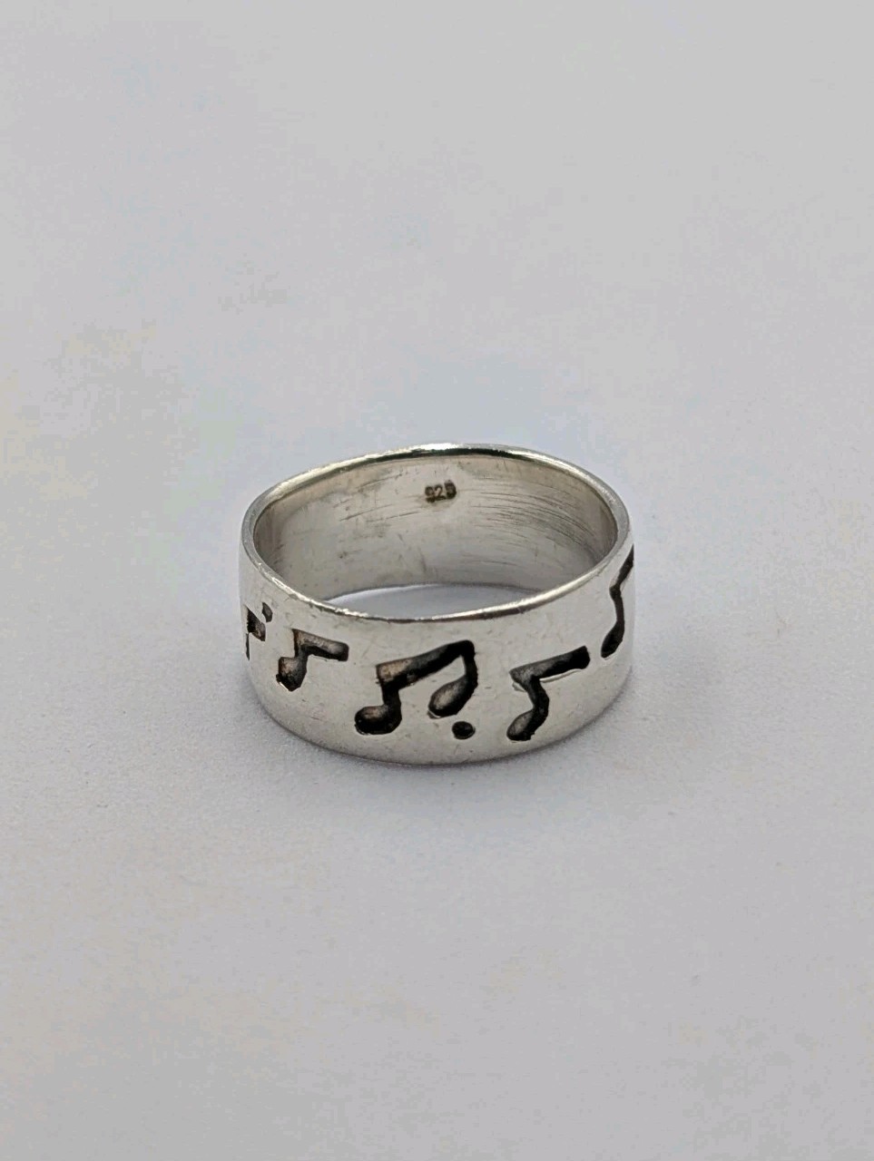 Vtg Sterling Silver Cut Out Musical Notes Musician Unisex Band 925 Ring – Sz 7.5