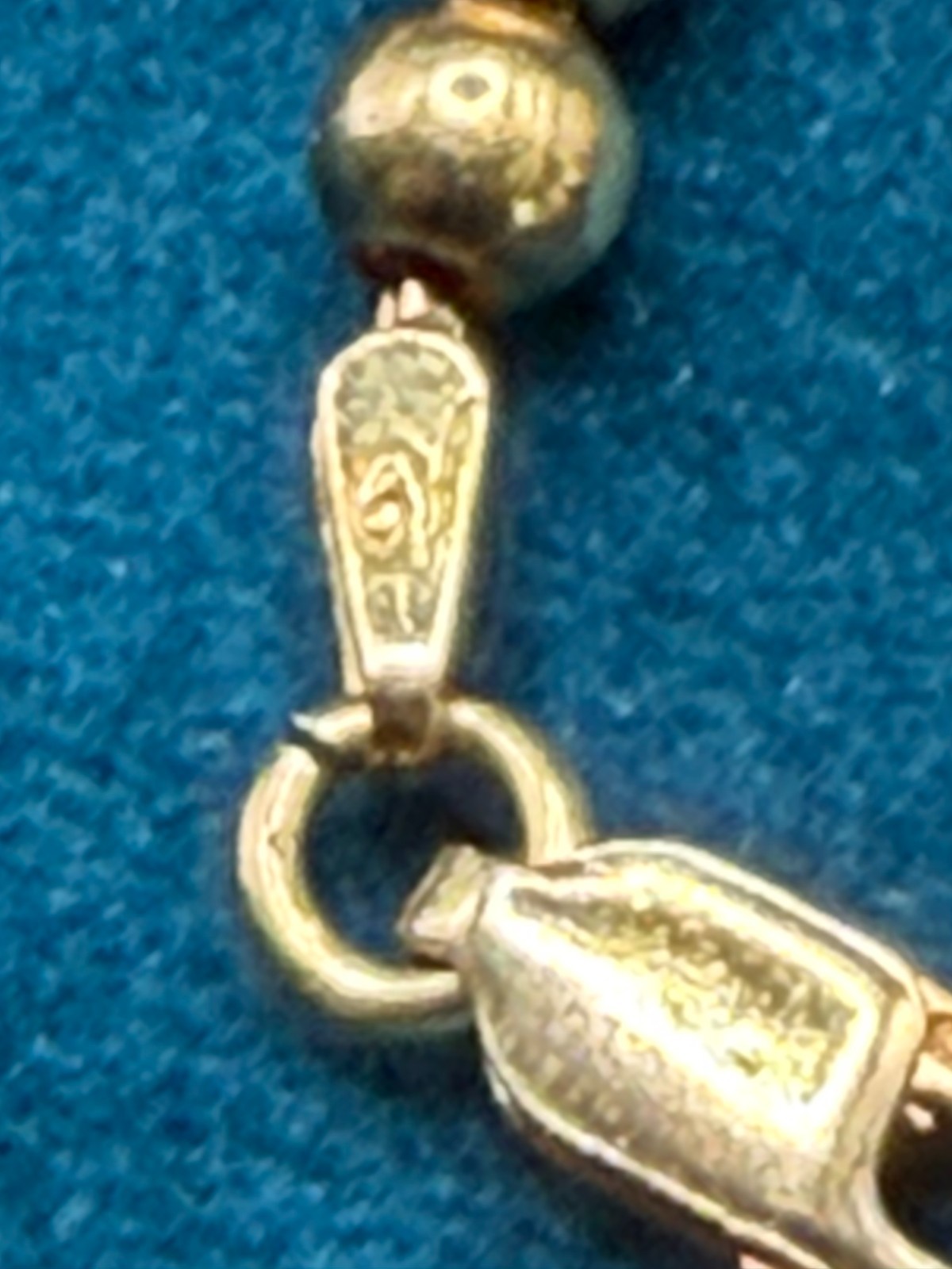 Vintage Sterling Silver Beaded Necklace Gold Tone Marked ‘925 Italy V’ 16″ 39.8g