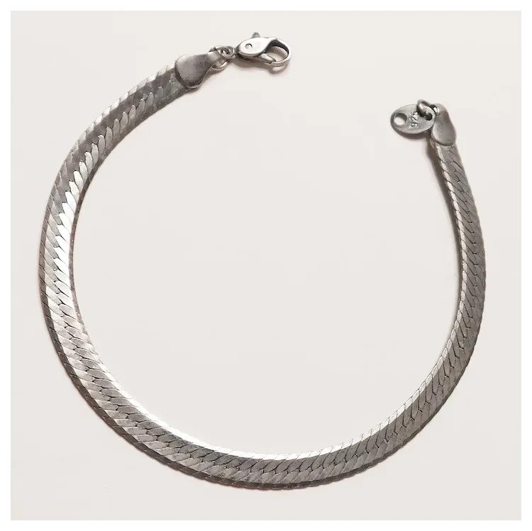 Vintage Sterling Slver 925 Herringbone Chain 8 1/4″ Bracelet “Marked”