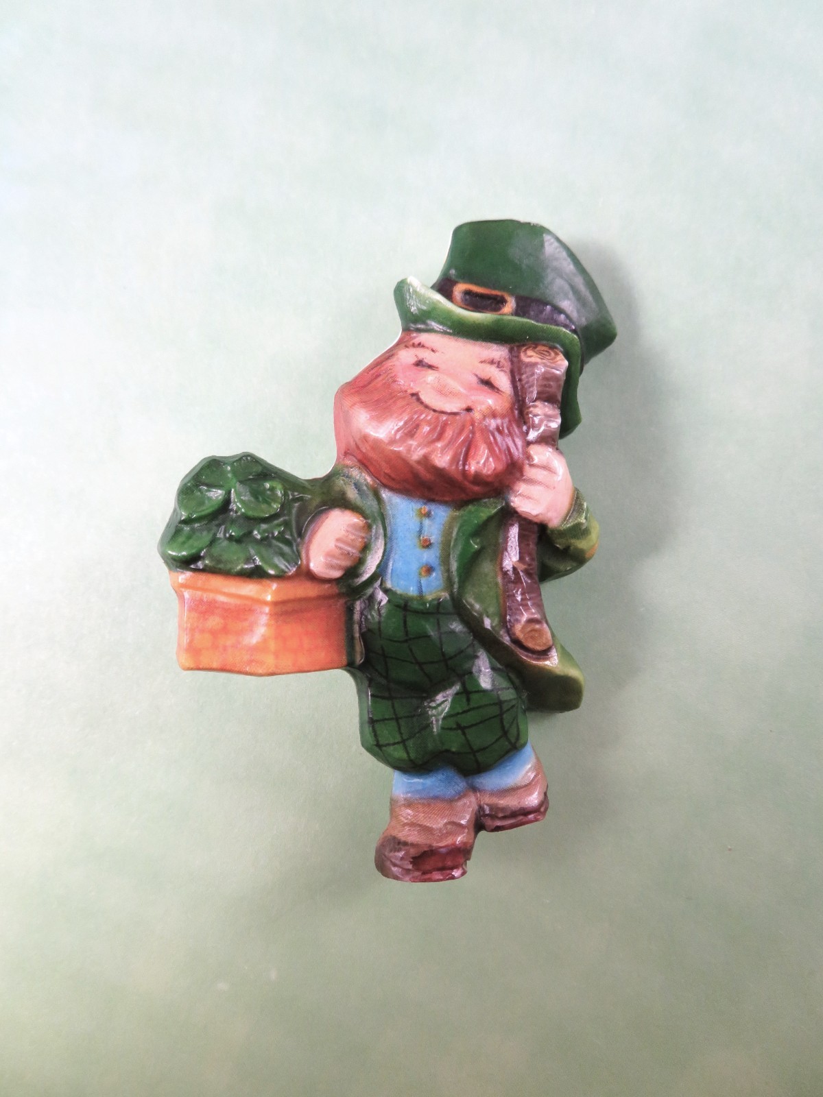 Vintage Hallmark Irish Leprechaun Pin Plastic Composite Luck St. Patricks 1980s