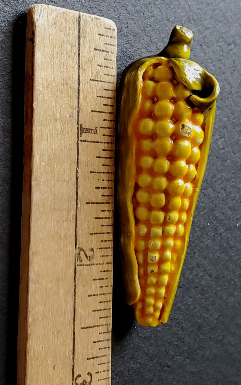 Vtg Zentall Enameled Gold Tone Corn Husk Country Farm Pin Brooch 2.5 in