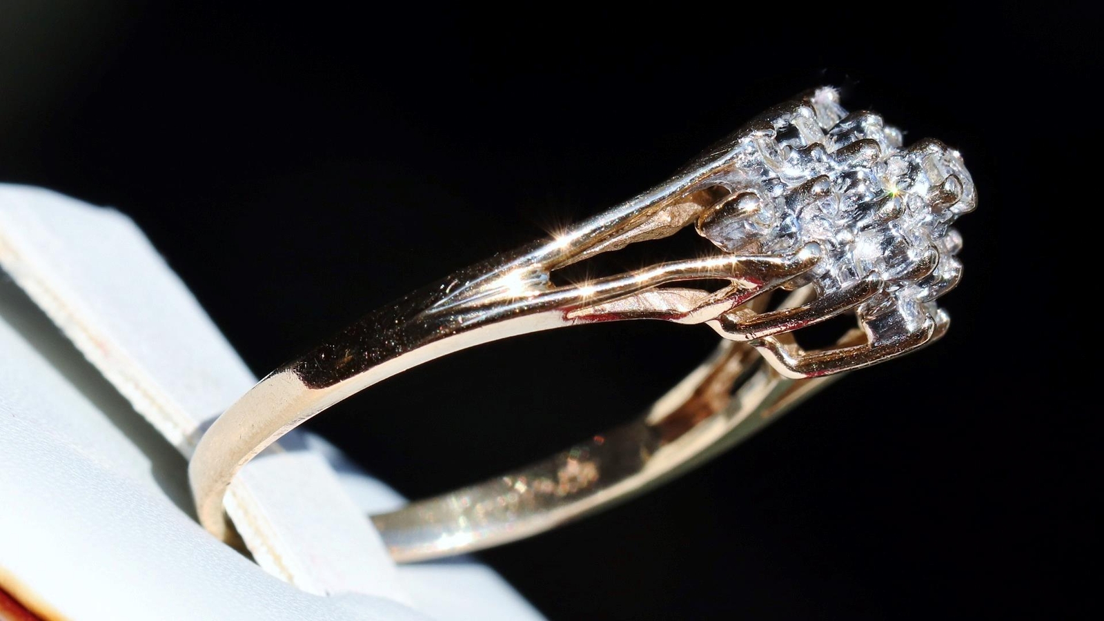 14k yellow gold ring 0.35ct diamond sz 8.5 antique handmade 3.3g Exquisite N2592
