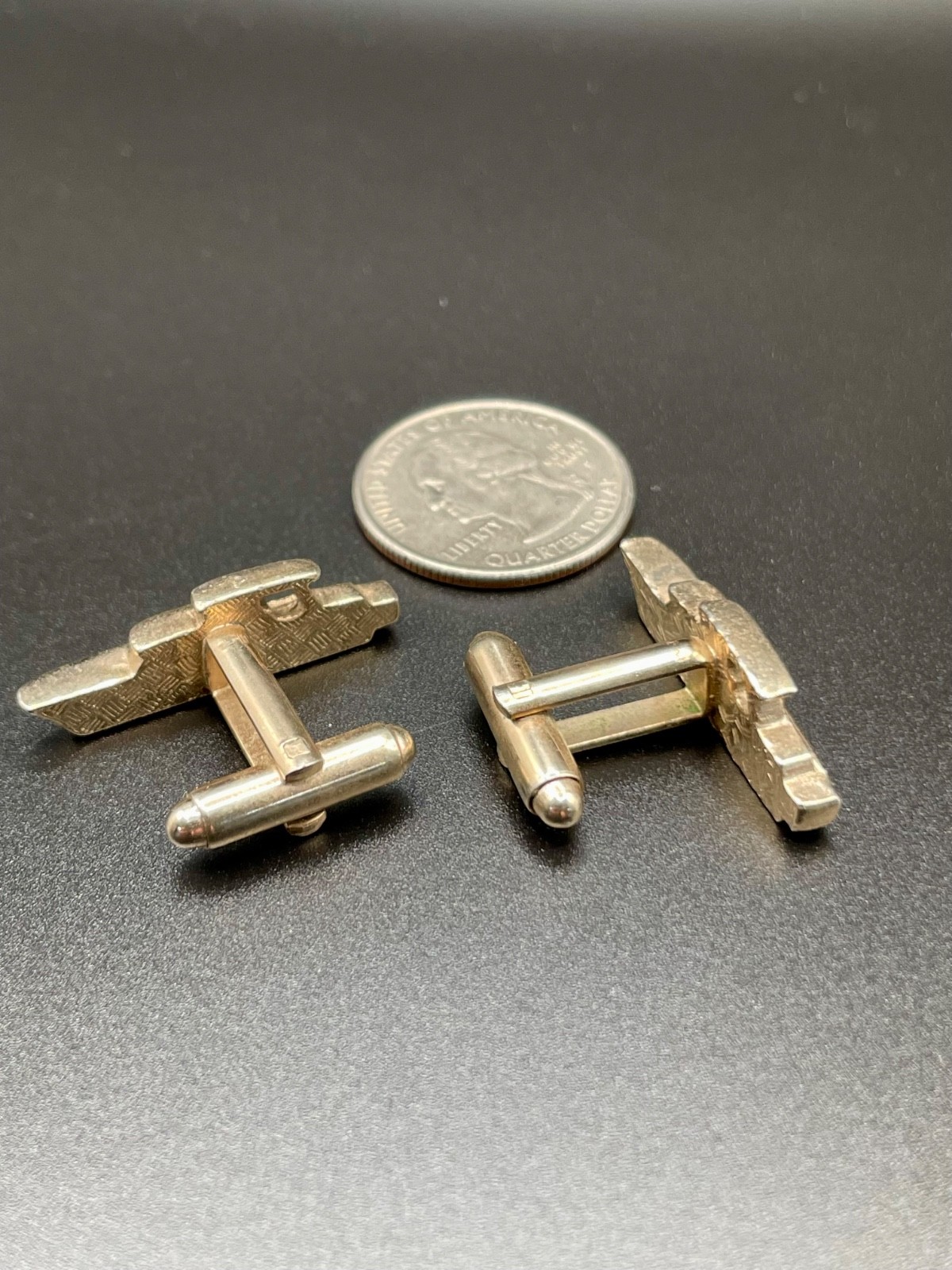 Vintage Ocean Liner Ship Cufflinks Gold Tone Maritime Novelty MCM