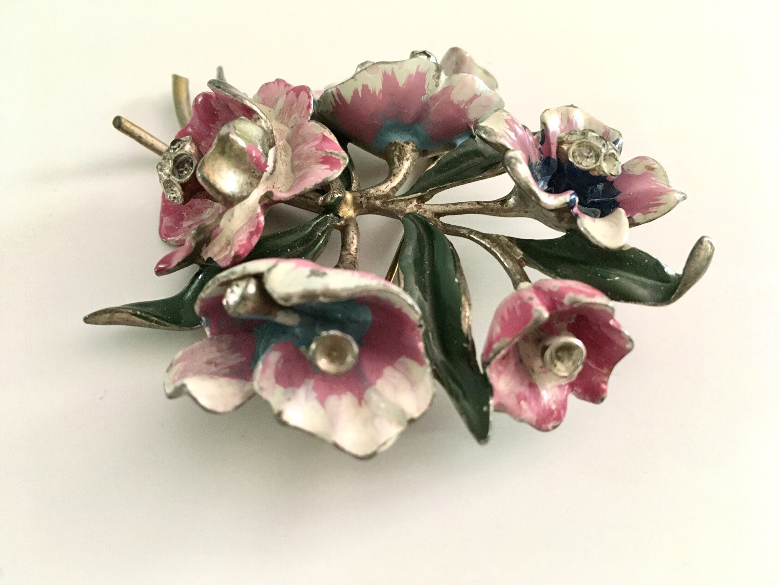 Vintage Pot Metal Floral Brooch Bouquet