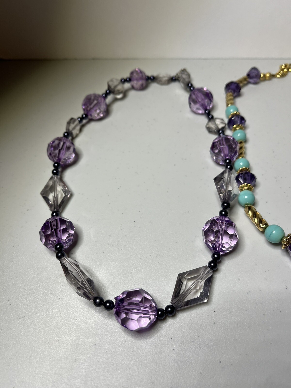 Lavender and Purple Costume Jewelry Necklaces with Lobster Claw Clasps Lot of 3