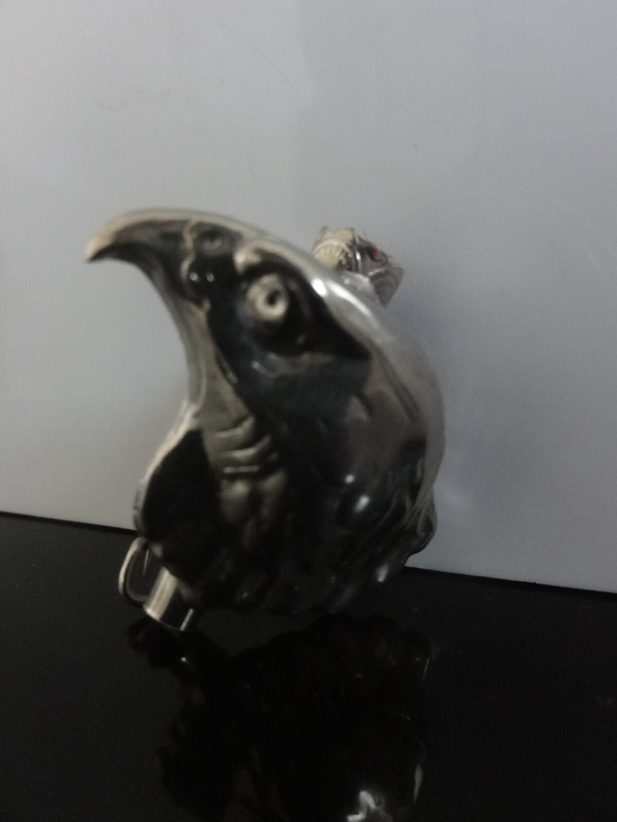 Vtg Rare Silver Eagle Head Man Hat Revere Hunt Pin Brooch with Feather Container
