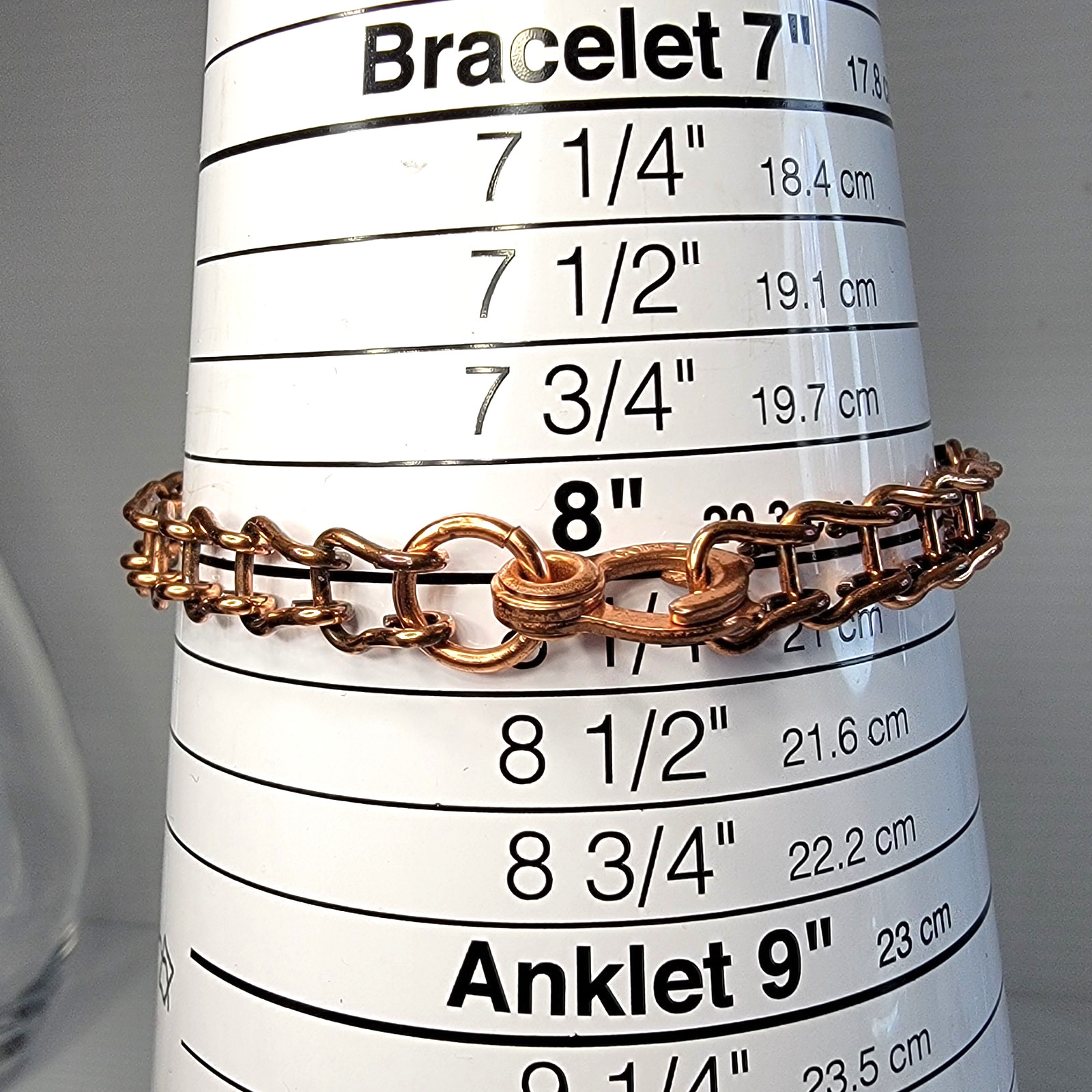 Vintage Solid Copper Double Link Ladder Chain Bracelet 8″ Sister Hook Clasp 14g