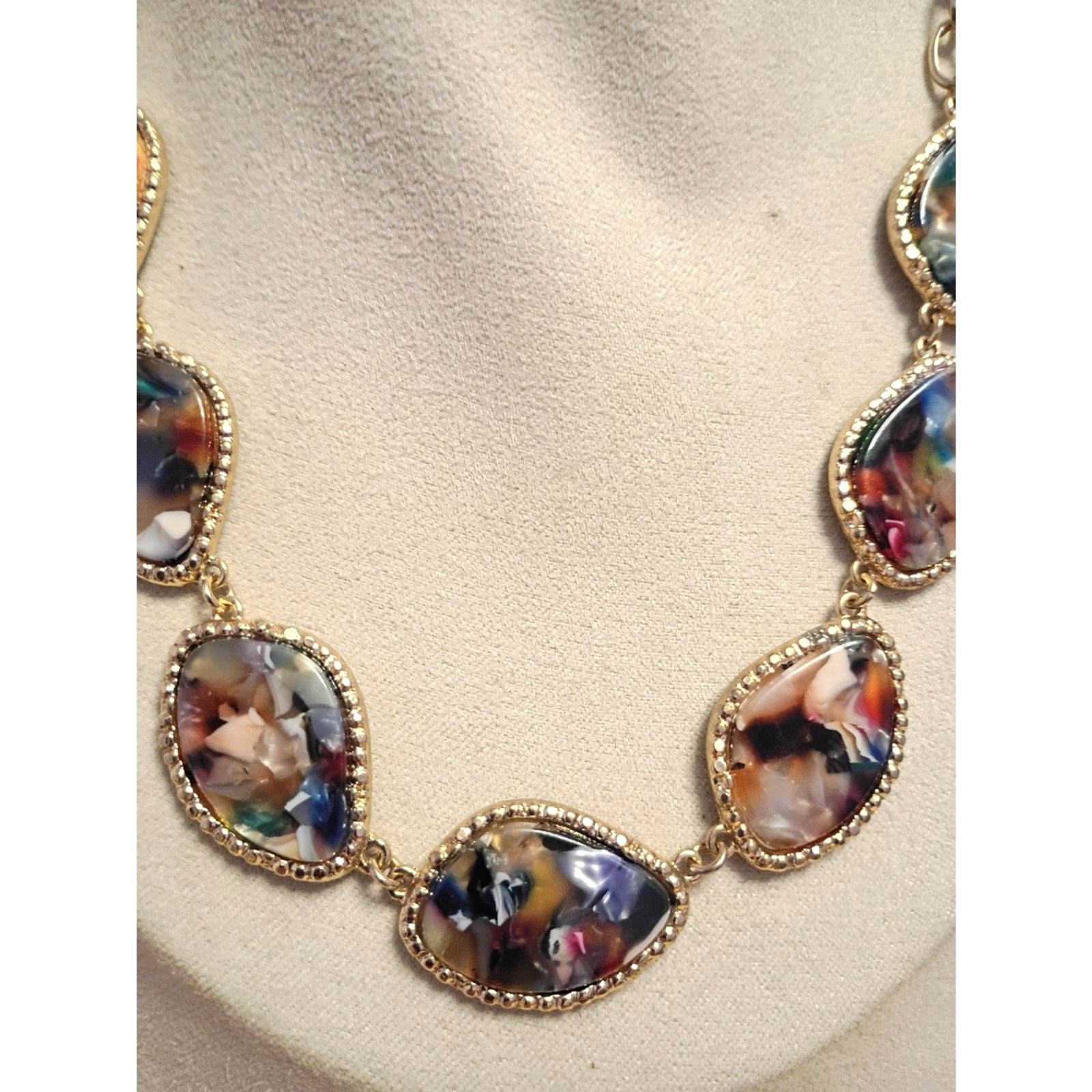 Sugarfix by Baublebar Gold Tone Necklace Colorful Stones Gems Embedded In Resin