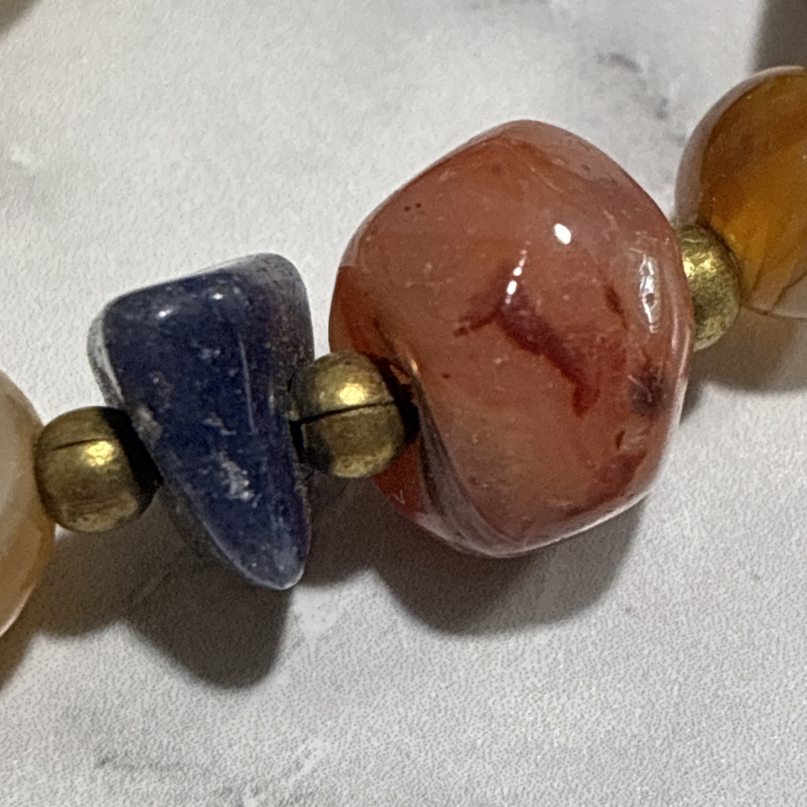 Estate Vtg. Semi Precious Stones, Different Sizes, Shapes, Colors Barrel Clasp ￼