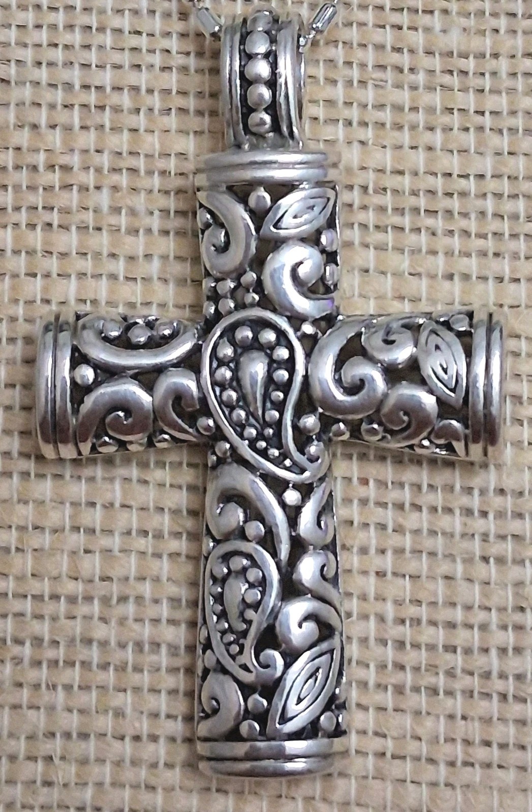 Vintage Kit Heath Sterling Silver Cross Pendant Modern Bohemian Paisley 925 KTH