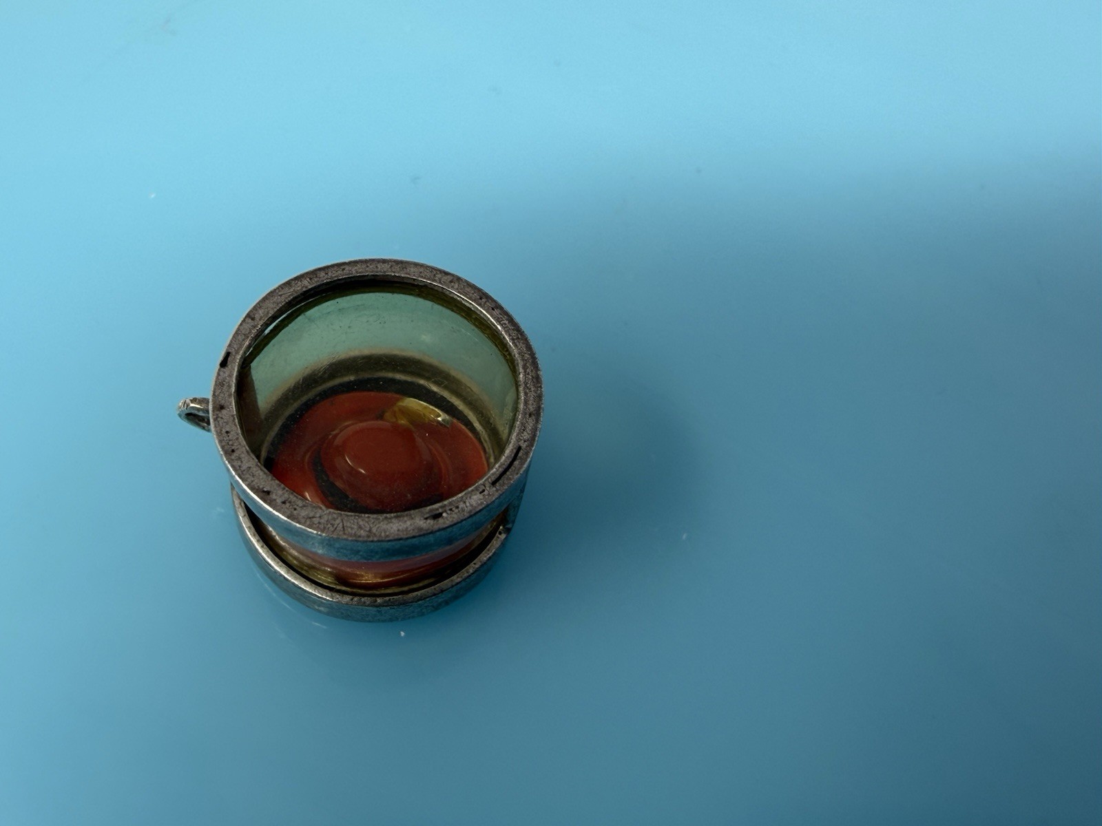 Vintage Sterling Silver Enameled Fancy Red Hat Box Terrarium Charm 1.8g