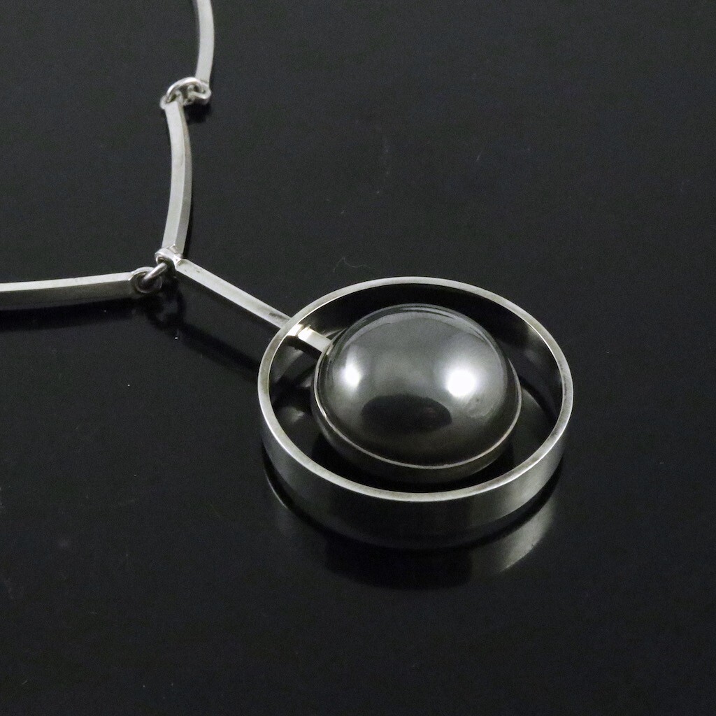N.E. From – Denmark. Sterling Silver Necklace / Pendant with Hematite.